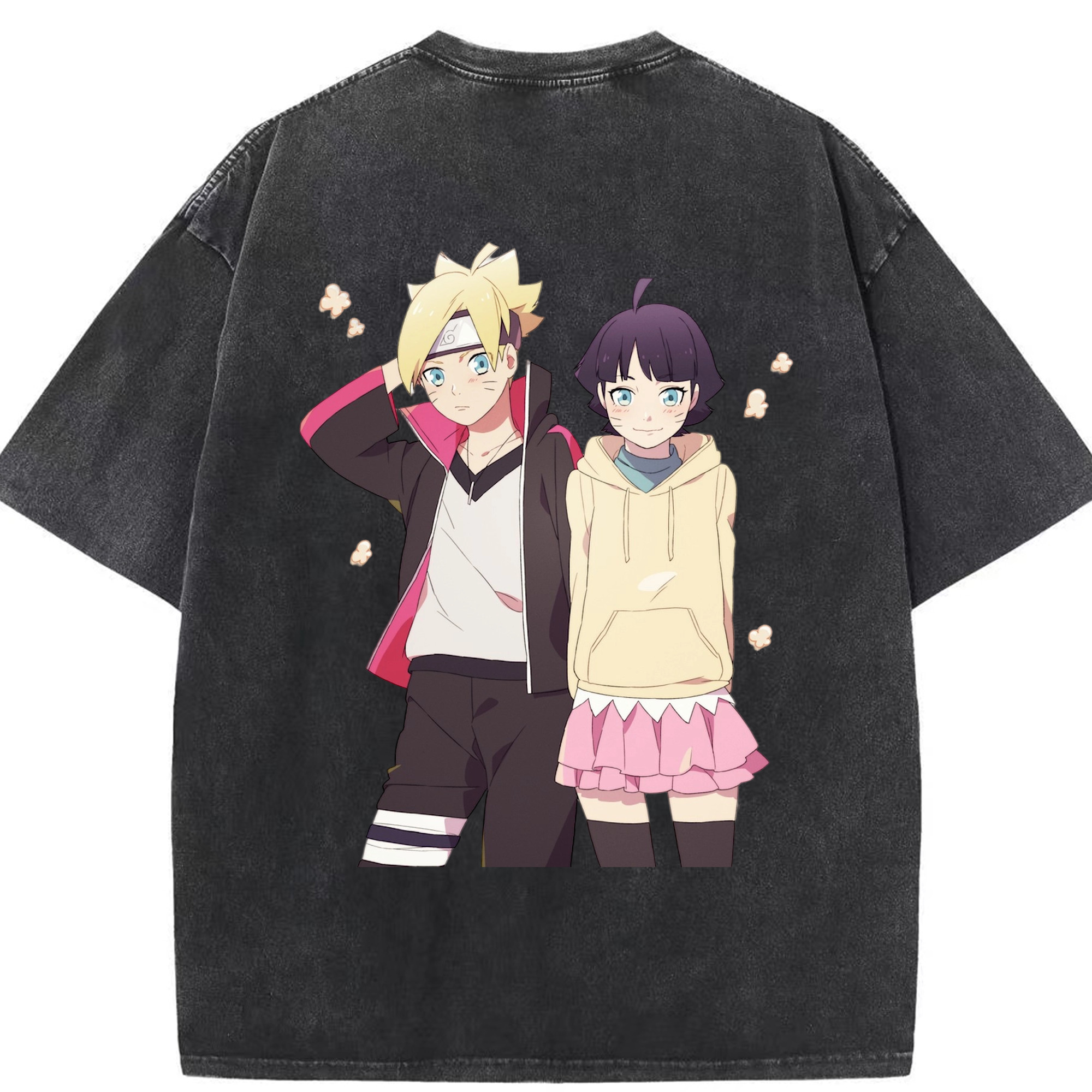 （画像用） NARUTO -ナルト- うずまき ボルト Uzumaki Boruto 綿100% ヴィンテージ風 半袖Tシャツ（背面プリント）