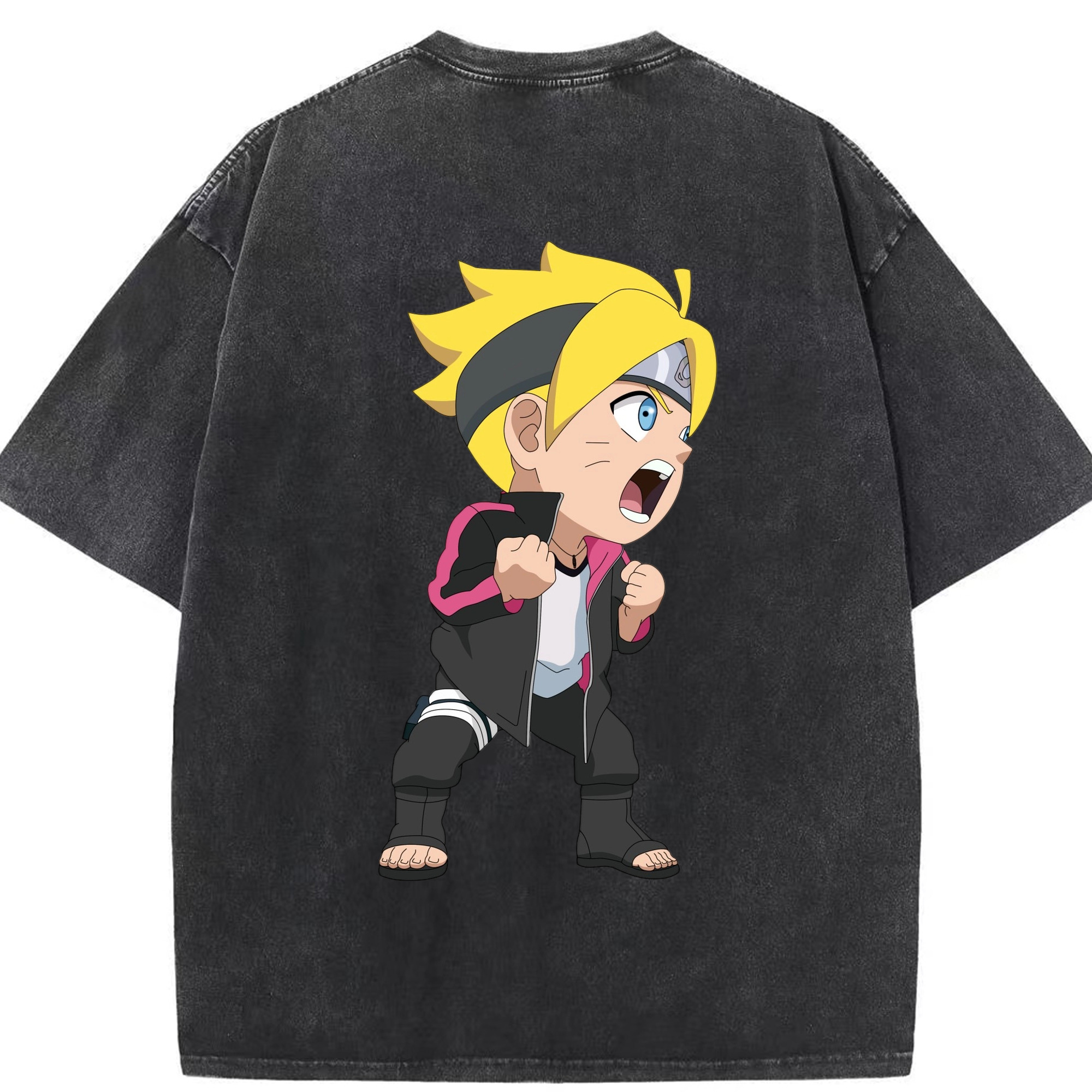 （画像用） NARUTO -ナルト- うずまき ボルト Uzumaki Boruto 綿100% ヴィンテージ風 半袖Tシャツ（背面プリント）