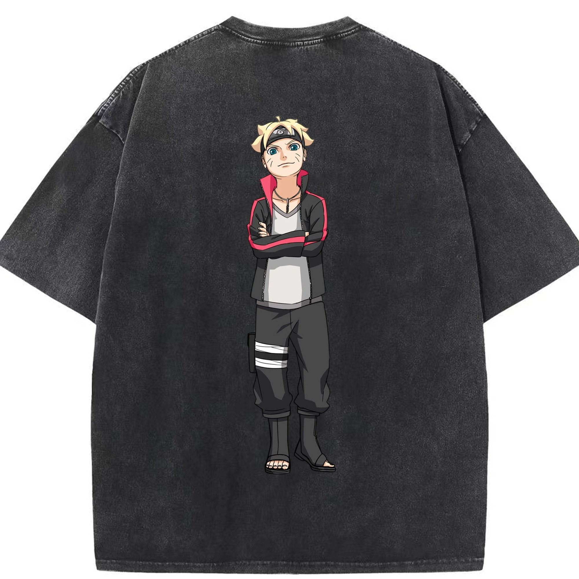 （画像用） NARUTO -ナルト- うずまき ボルト Uzumaki Boruto 綿100% ヴィンテージ風 半袖Tシャツ（背面プリント）