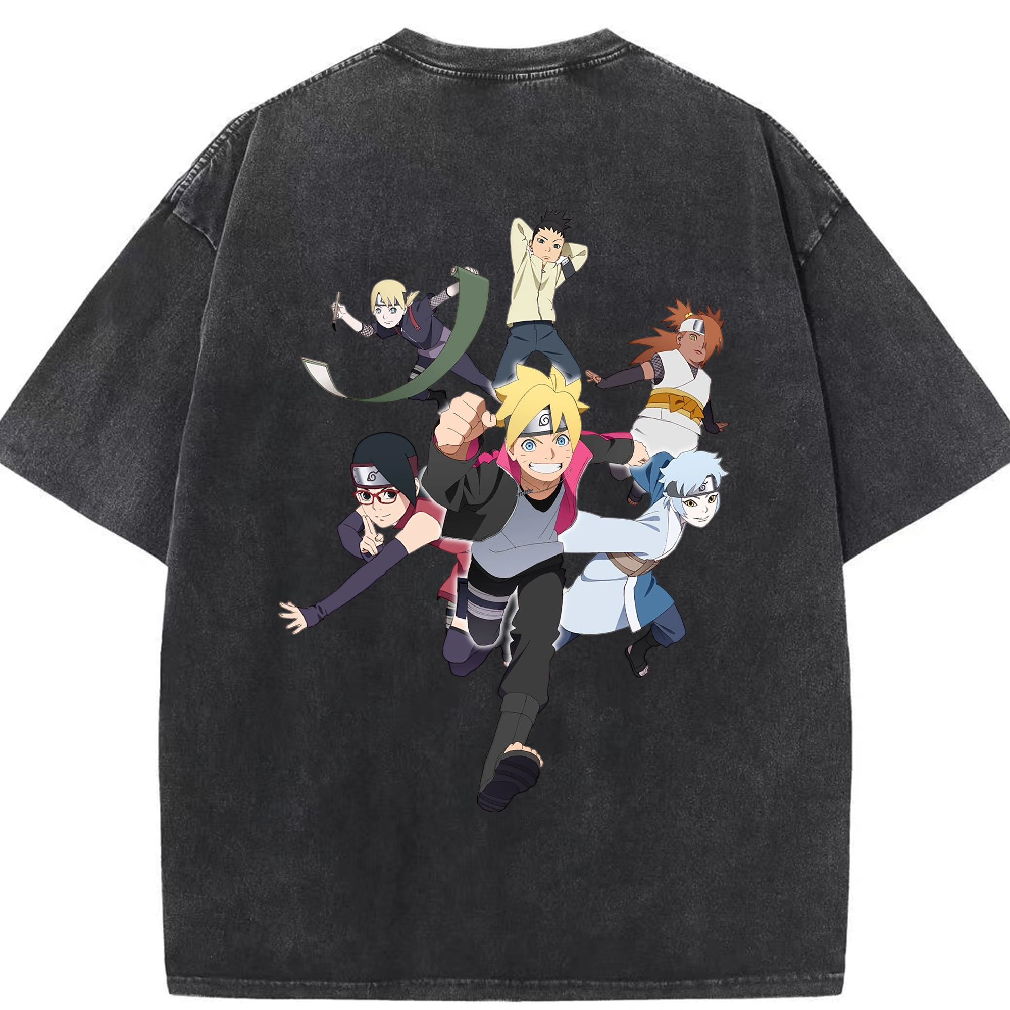 （画像用） NARUTO -ナルト- うずまき ボルト Uzumaki Boruto 綿100% ヴィンテージ風 半袖Tシャツ（背面プリント）