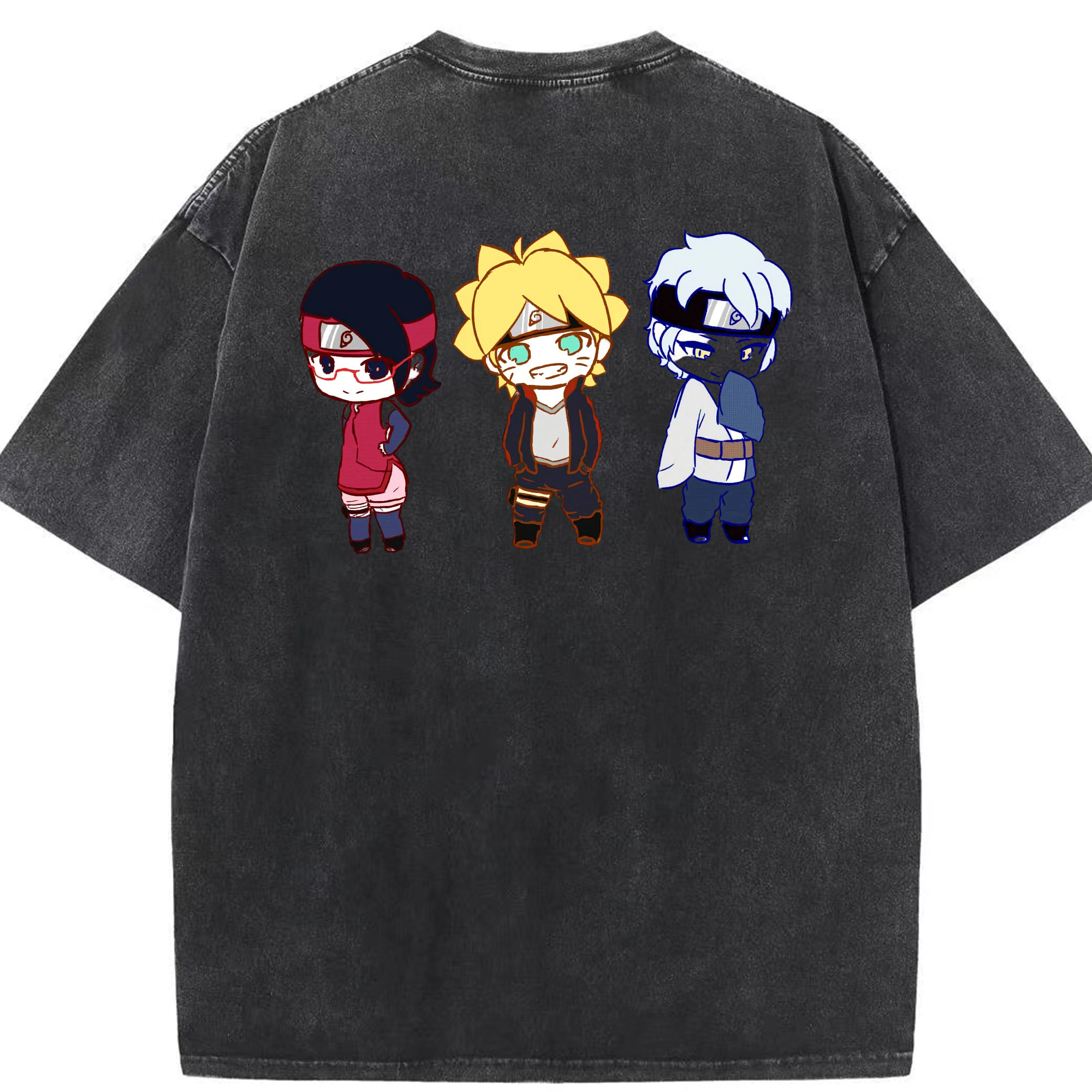 （画像用） NARUTO -ナルト- うずまき ボルト Uzumaki Boruto 綿100% ヴィンテージ風 半袖Tシャツ（背面プリント）
