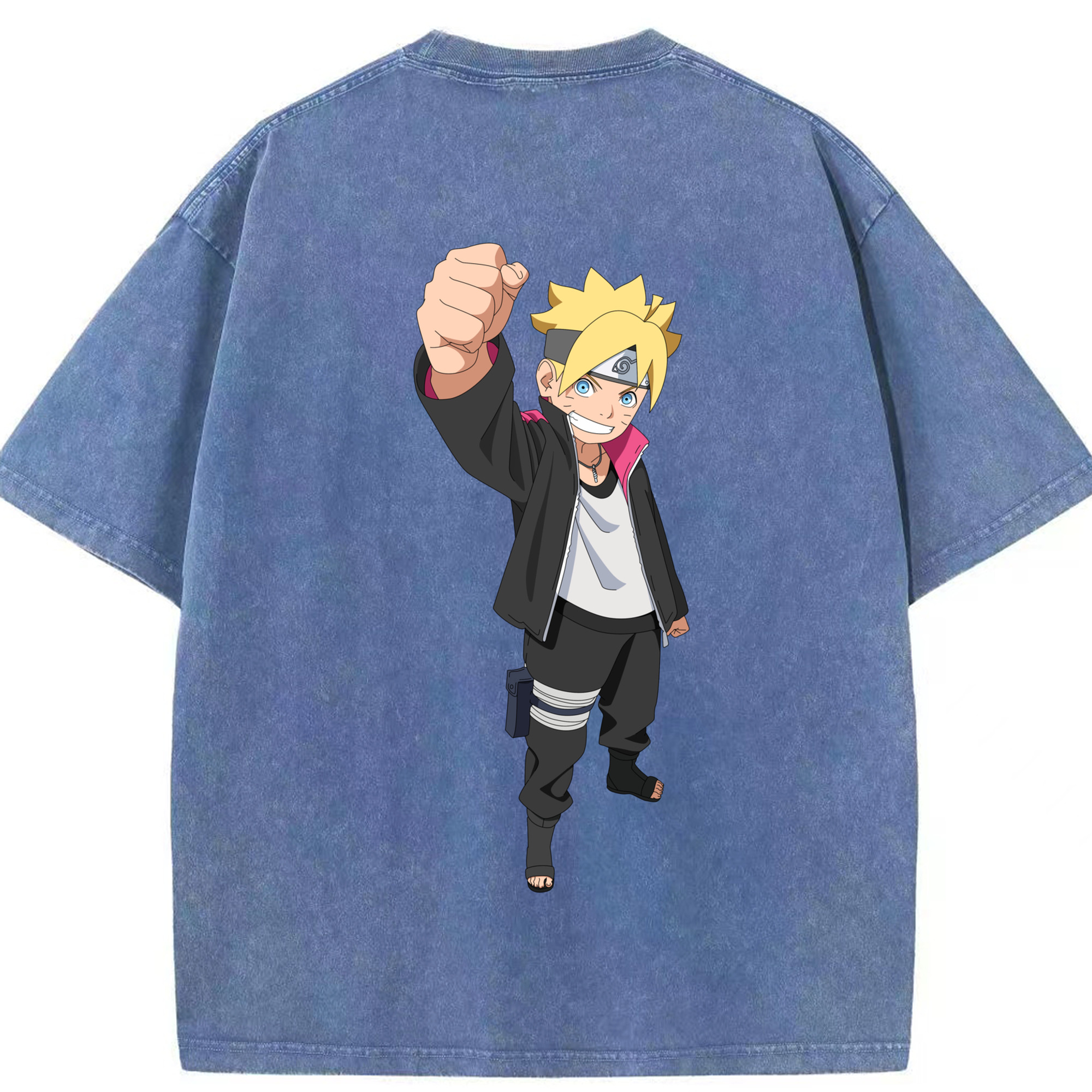 （画像用） NARUTO -ナルト- うずまき ボルト Uzumaki Boruto 綿100% ヴィンテージ風 半袖Tシャツ（背面プリント）