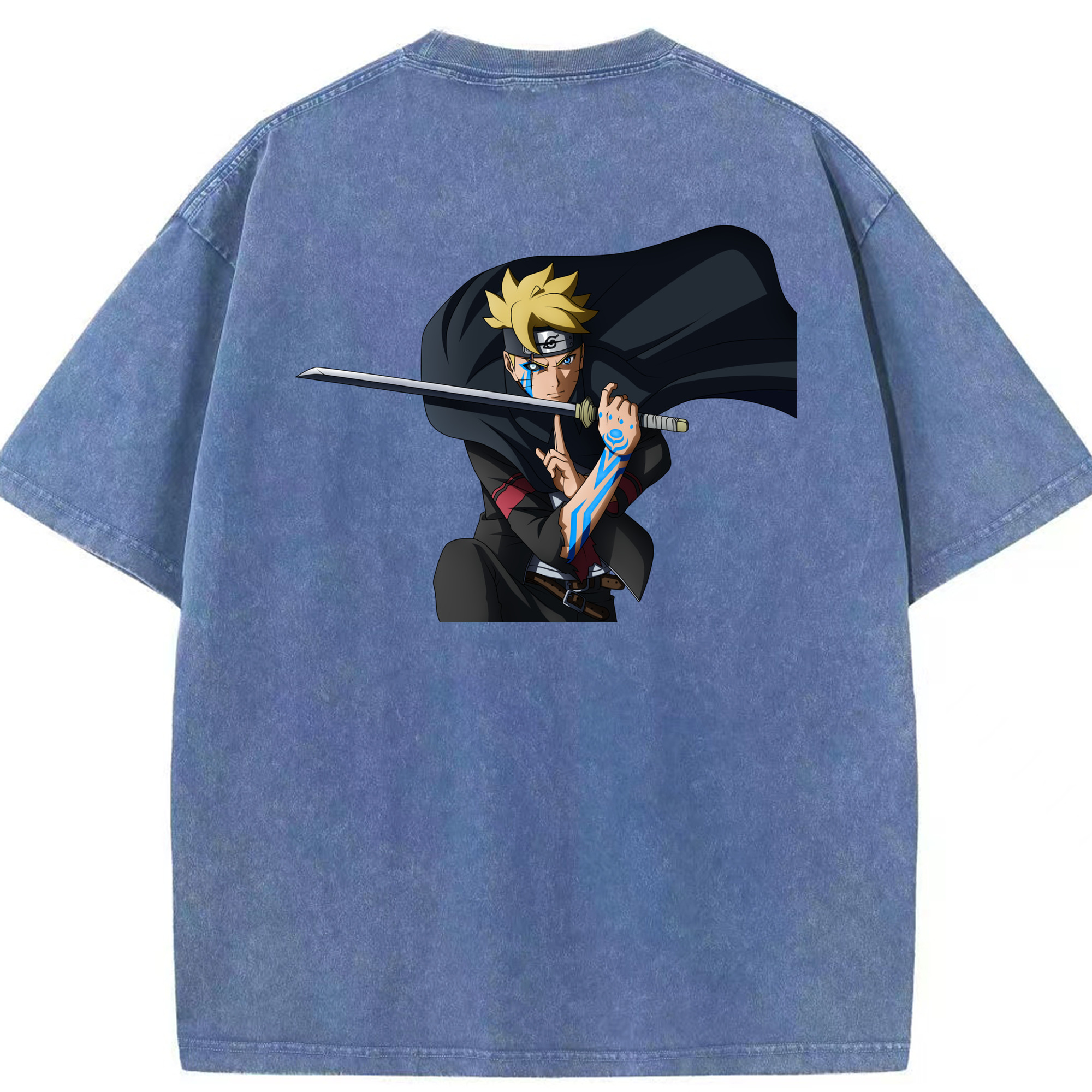 （画像用） NARUTO -ナルト- うずまき ボルト Uzumaki Boruto 綿100% ヴィンテージ風 半袖Tシャツ（背面プリント）