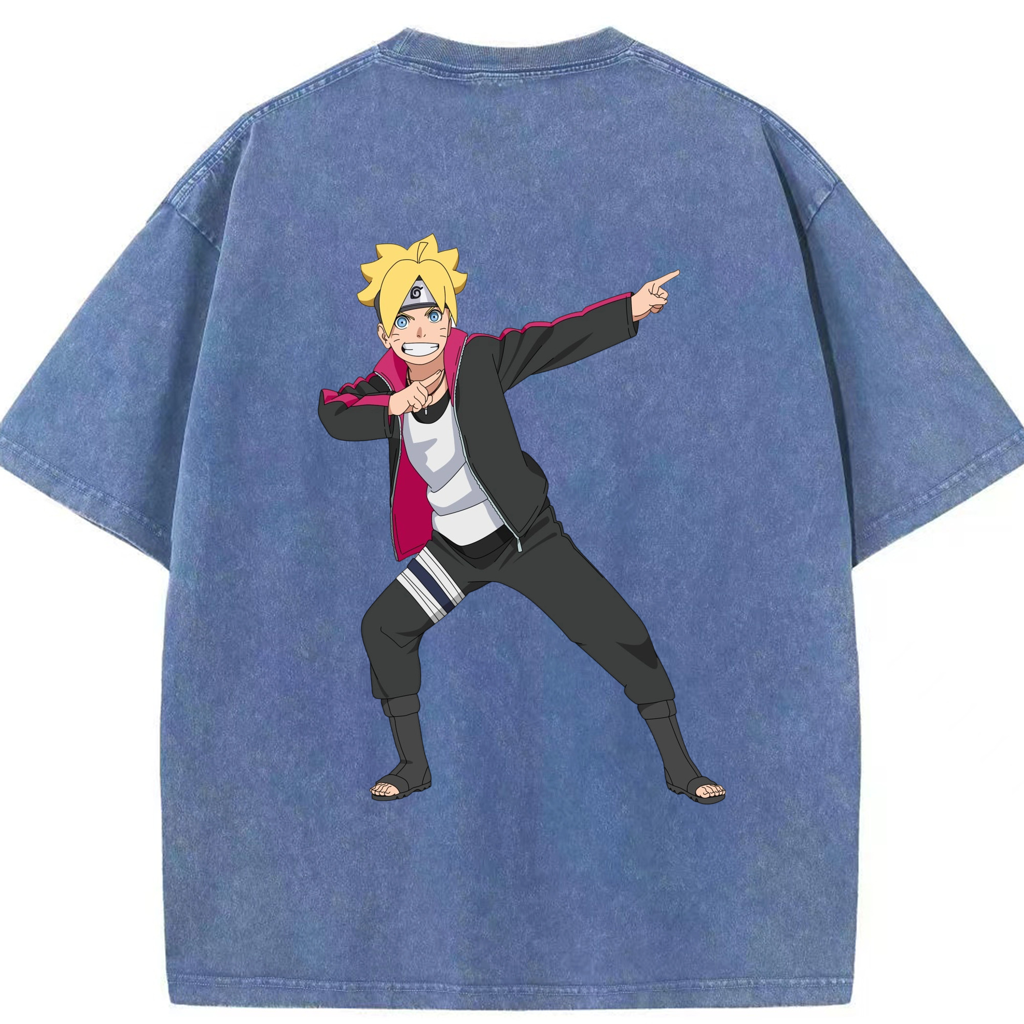 （画像用） NARUTO -ナルト- うずまき ボルト Uzumaki Boruto 綿100% ヴィンテージ風 半袖Tシャツ（背面プリント）