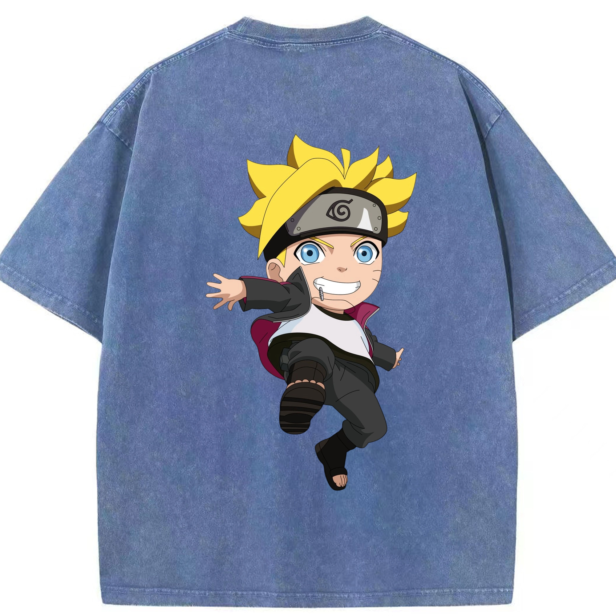 （画像用） NARUTO -ナルト- うずまき ボルト Uzumaki Boruto 綿100% ヴィンテージ風 半袖Tシャツ（背面プリント）