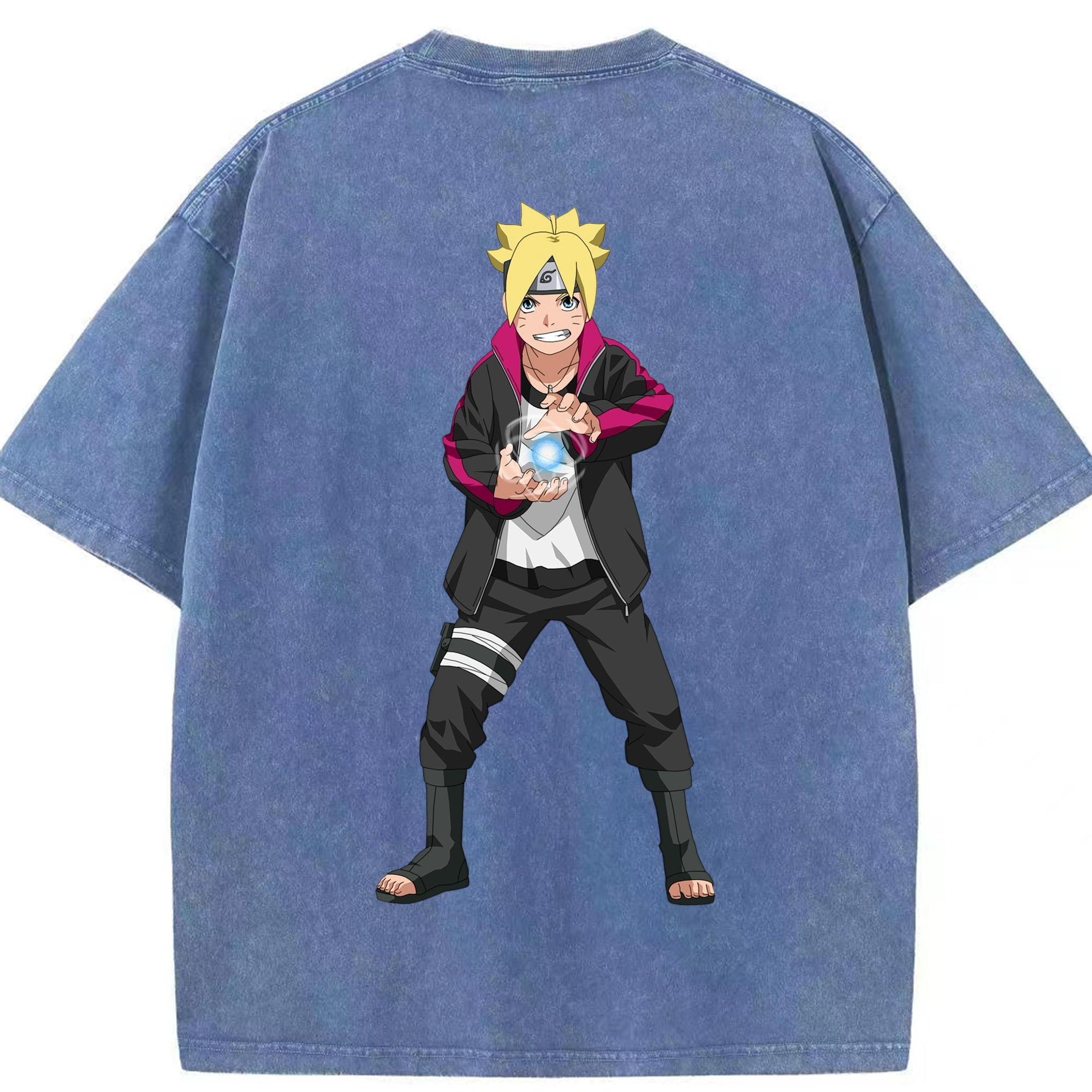 （画像用） NARUTO -ナルト- うずまき ボルト Uzumaki Boruto 綿100% ヴィンテージ風 半袖Tシャツ（背面プリント）