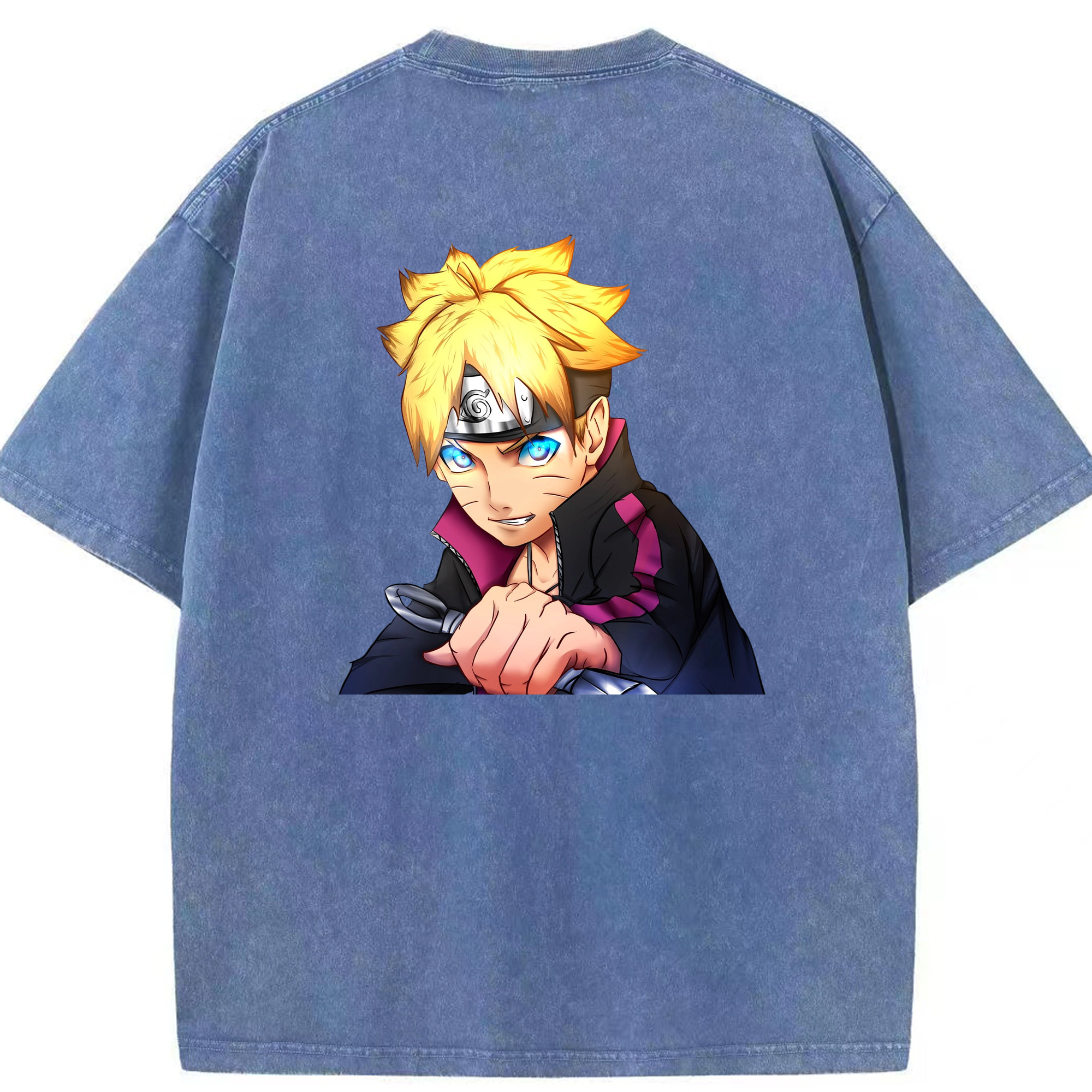 （画像用） NARUTO -ナルト- うずまき ボルト Uzumaki Boruto 綿100% ヴィンテージ風 半袖Tシャツ（背面プリント）