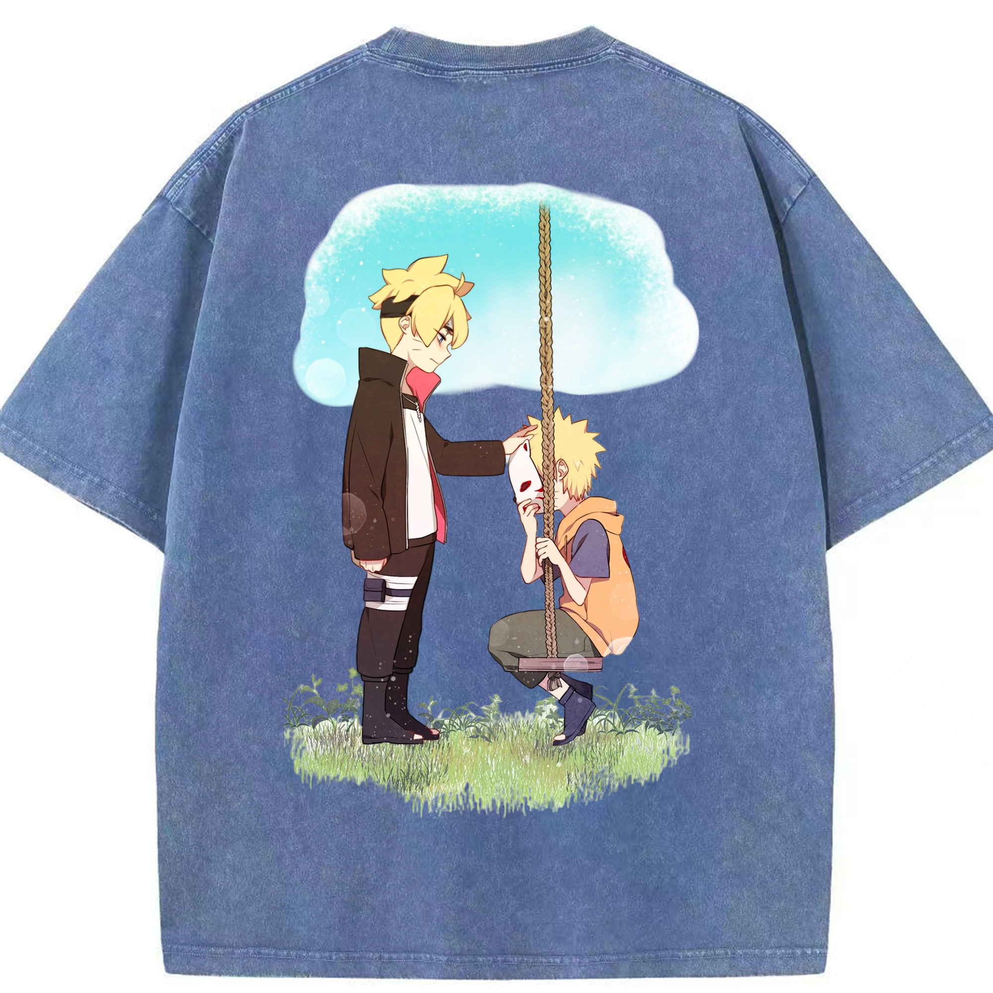 （画像用） NARUTO -ナルト- うずまき ボルト Uzumaki Boruto 綿100% ヴィンテージ風 半袖Tシャツ（背面プリント）