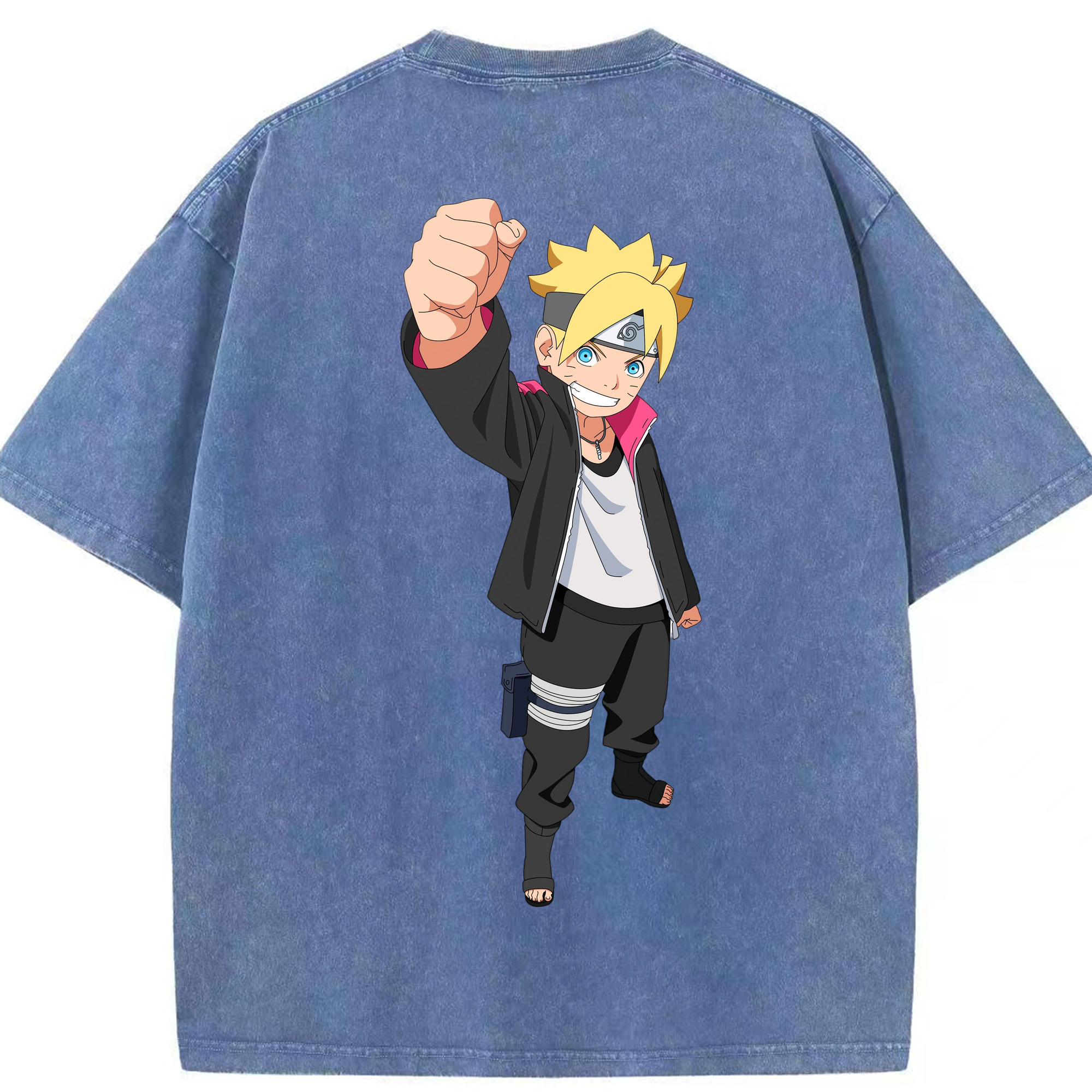 （画像用） NARUTO -ナルト- うずまき ボルト Uzumaki Boruto 綿100% ヴィンテージ風 半袖Tシャツ（背面プリント）