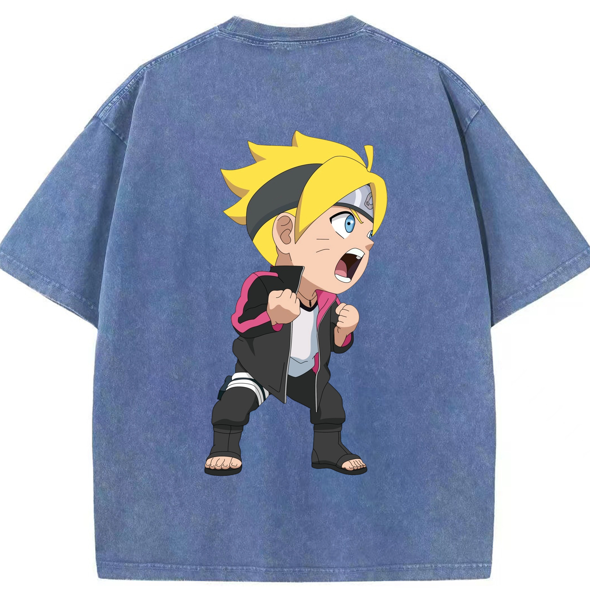 （画像用） NARUTO -ナルト- うずまき ボルト Uzumaki Boruto 綿100% ヴィンテージ風 半袖Tシャツ（背面プリント）