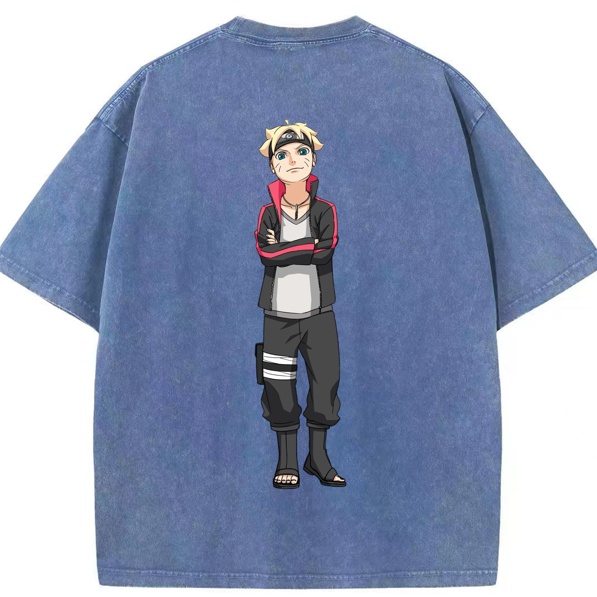 （画像用） NARUTO -ナルト- うずまき ボルト Uzumaki Boruto 綿100% ヴィンテージ風 半袖Tシャツ（背面プリント）