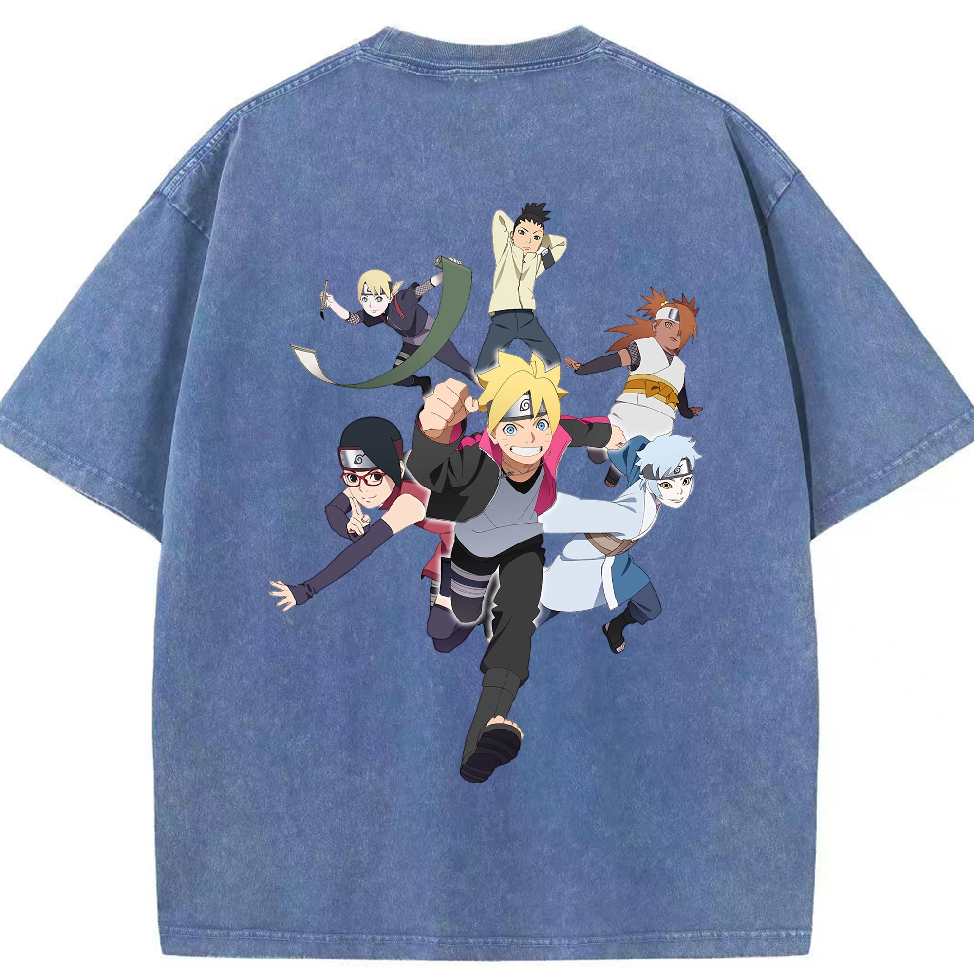 （画像用） NARUTO -ナルト- うずまき ボルト Uzumaki Boruto 綿100% ヴィンテージ風 半袖Tシャツ（背面プリント）