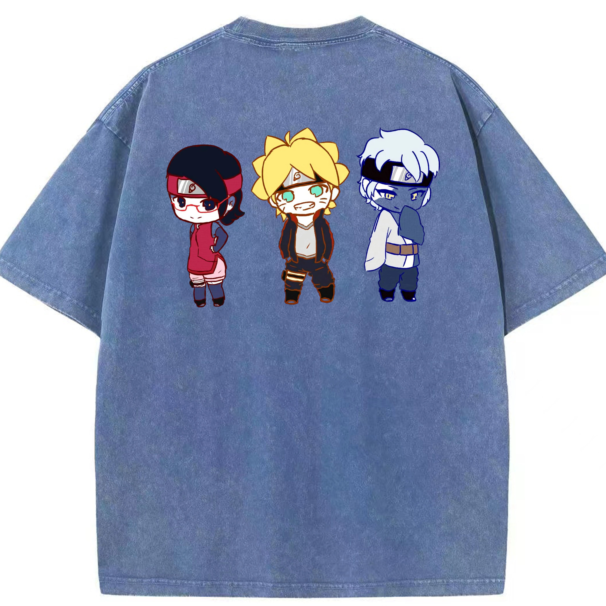 （画像用） NARUTO -ナルト- うずまき ボルト Uzumaki Boruto 綿100% ヴィンテージ風 半袖Tシャツ（背面プリント）