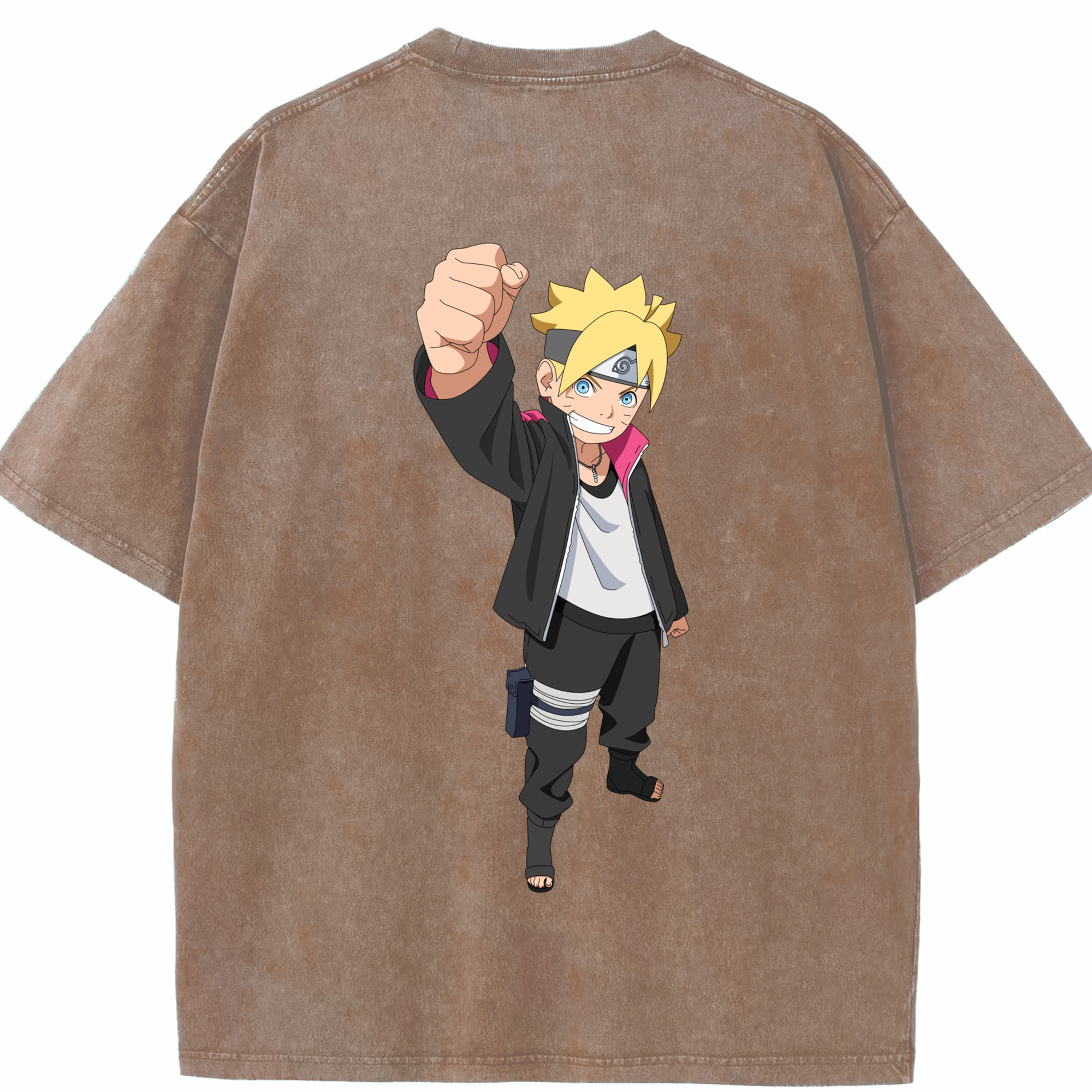 （画像用） NARUTO -ナルト- うずまき ボルト Uzumaki Boruto 綿100% ヴィンテージ風 半袖Tシャツ（背面プリント）