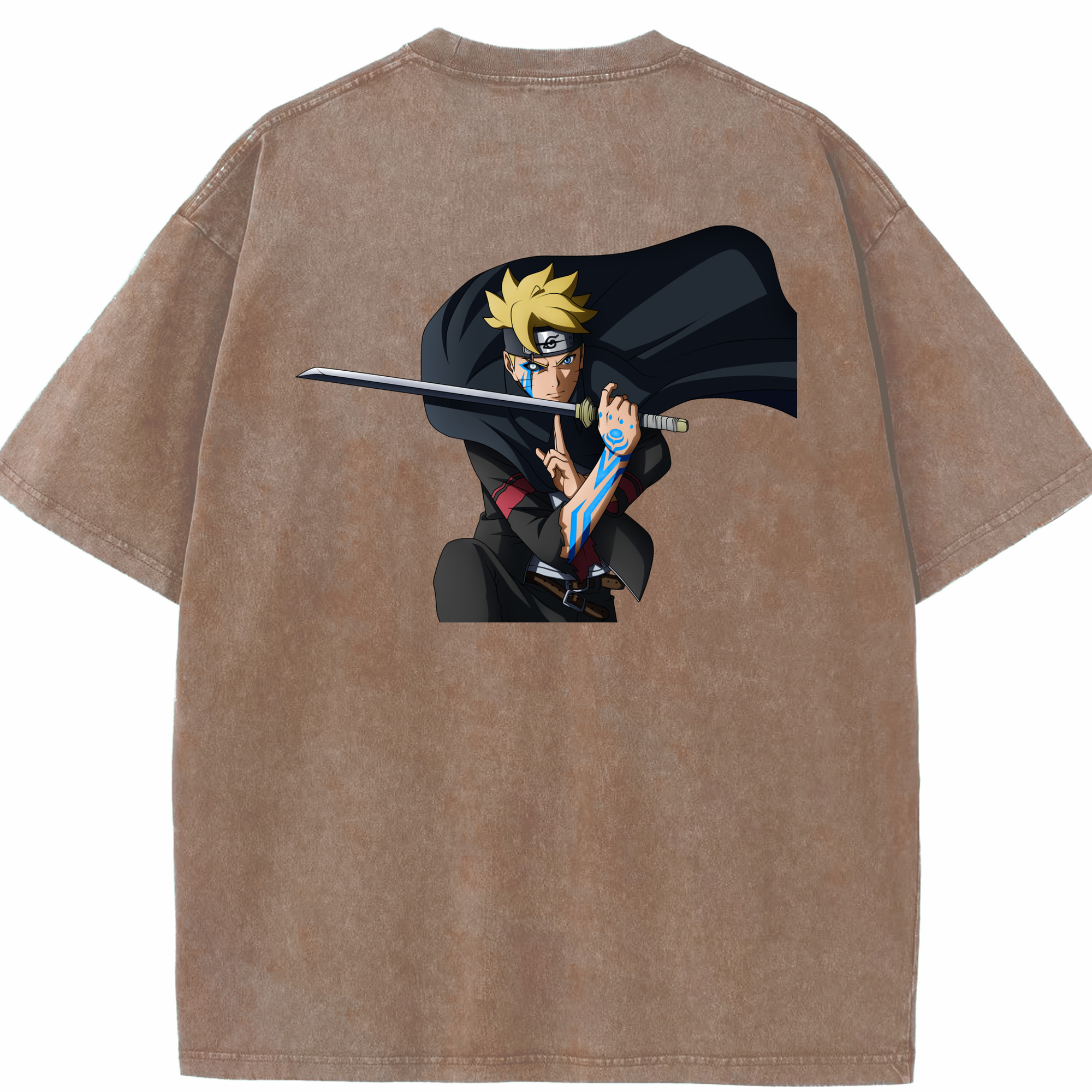（画像用） NARUTO -ナルト- うずまき ボルト Uzumaki Boruto 綿100% ヴィンテージ風 半袖Tシャツ（背面プリント）