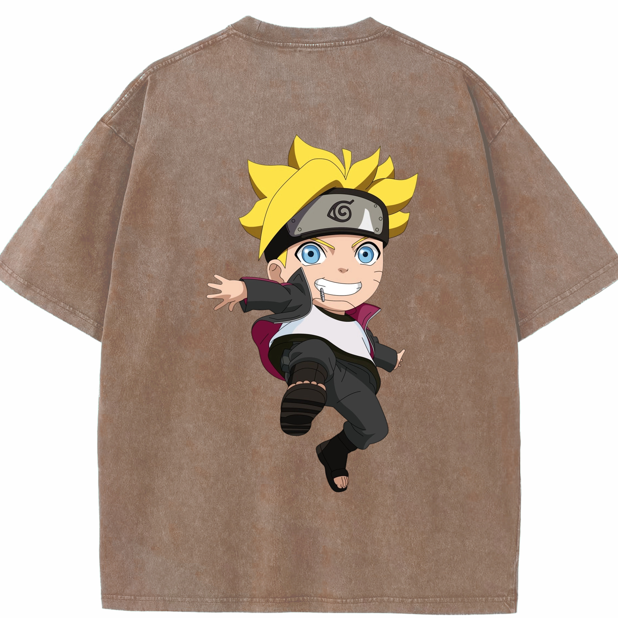 （画像用） NARUTO -ナルト- うずまき ボルト Uzumaki Boruto 綿100% ヴィンテージ風 半袖Tシャツ（背面プリント）