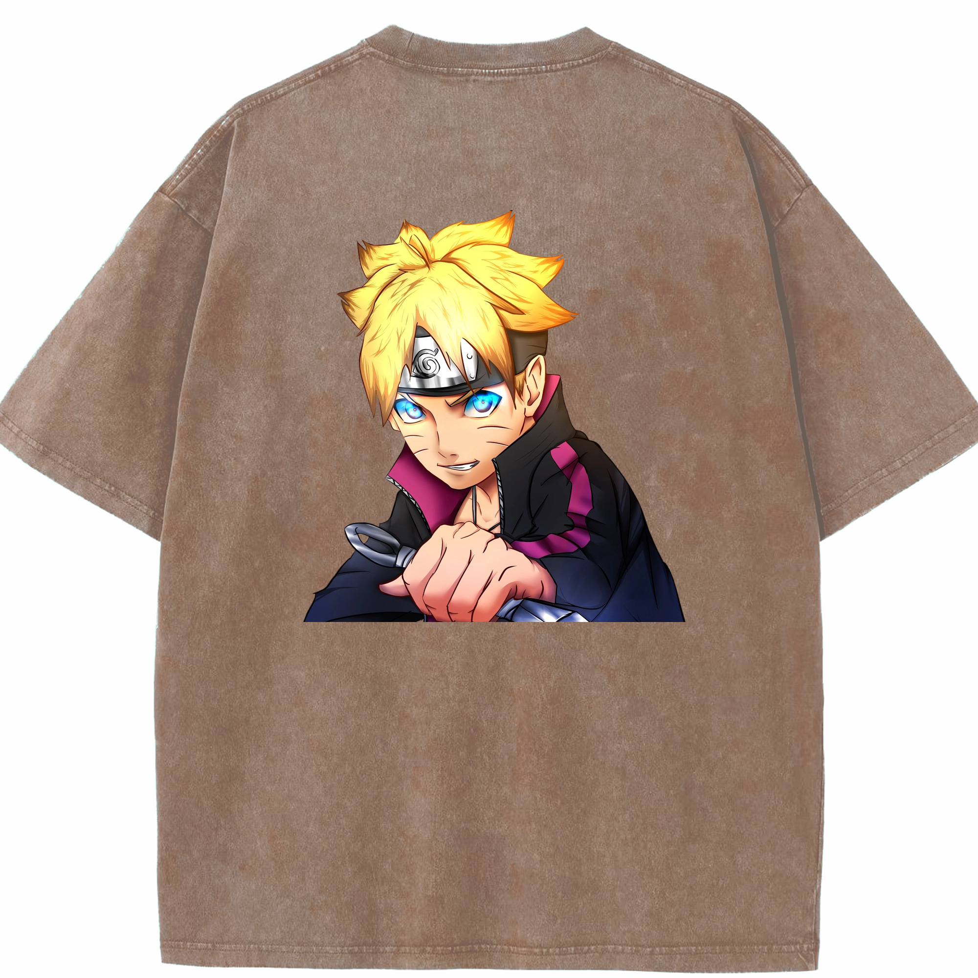 （画像用） NARUTO -ナルト- うずまき ボルト Uzumaki Boruto 綿100% ヴィンテージ風 半袖Tシャツ（背面プリント）