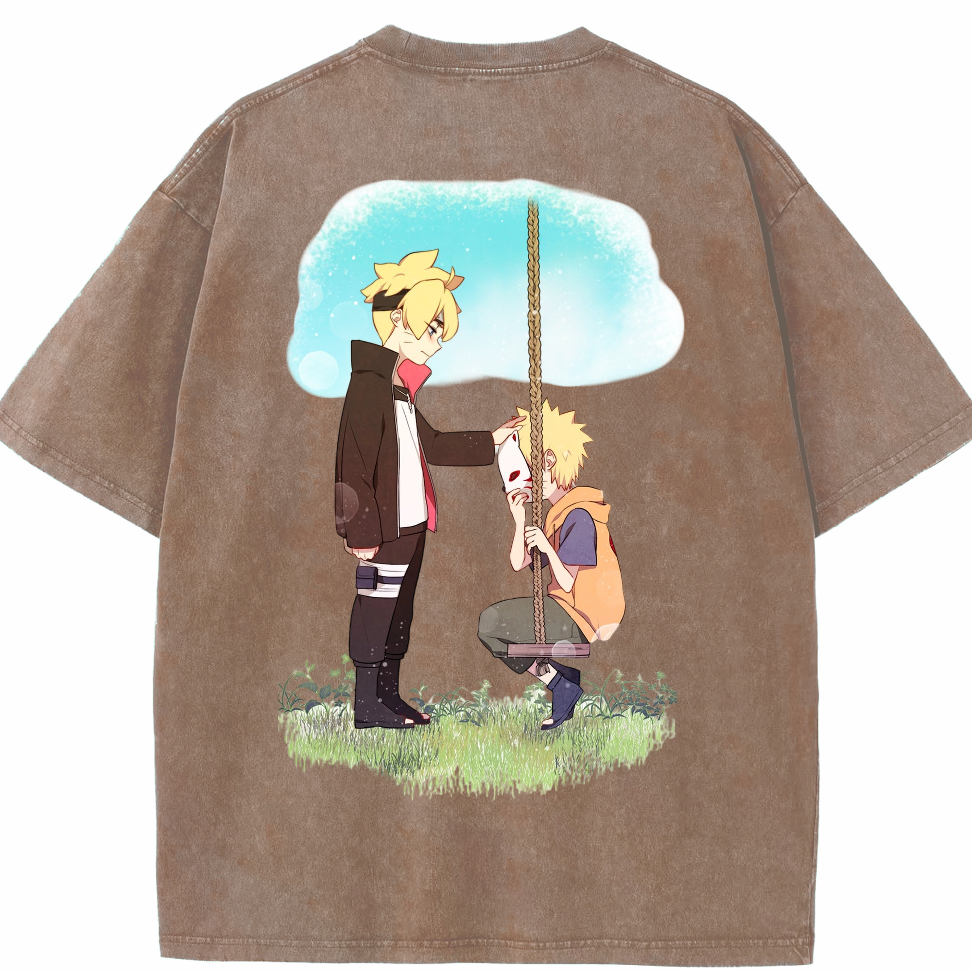 （画像用） NARUTO -ナルト- うずまき ボルト Uzumaki Boruto 綿100% ヴィンテージ風 半袖Tシャツ（背面プリント）