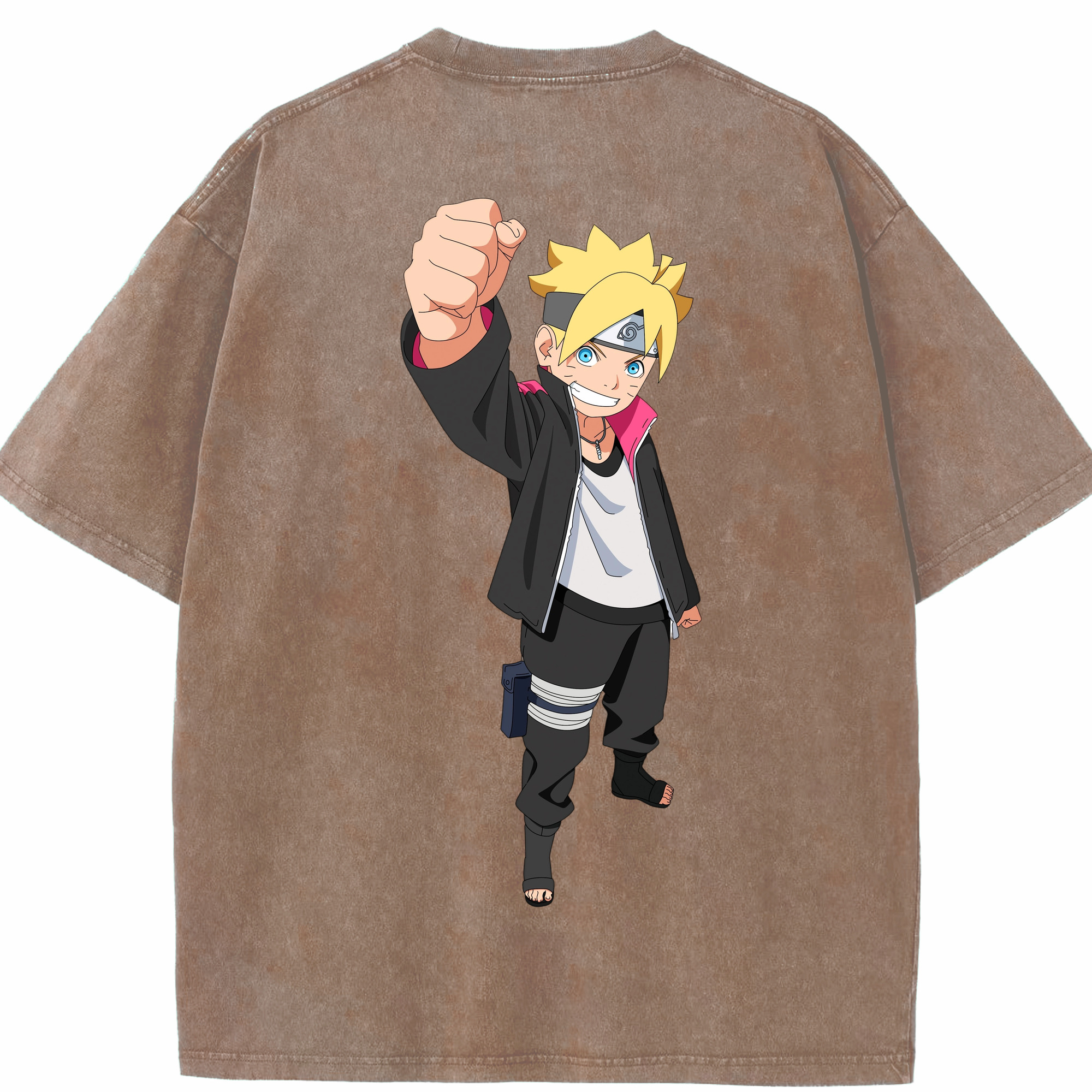 （画像用） NARUTO -ナルト- うずまき ボルト Uzumaki Boruto 綿100% ヴィンテージ風 半袖Tシャツ（背面プリント）