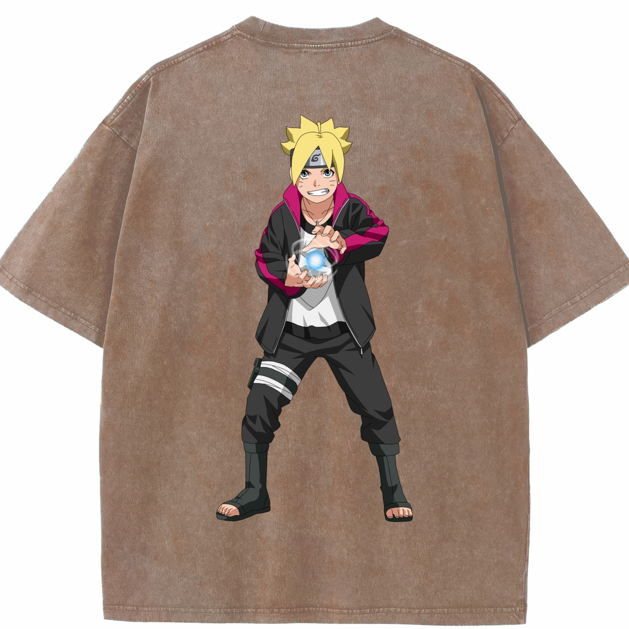 （画像用） NARUTO -ナルト- うずまき ボルト Uzumaki Boruto 綿100% ヴィンテージ風 半袖Tシャツ（背面プリント）