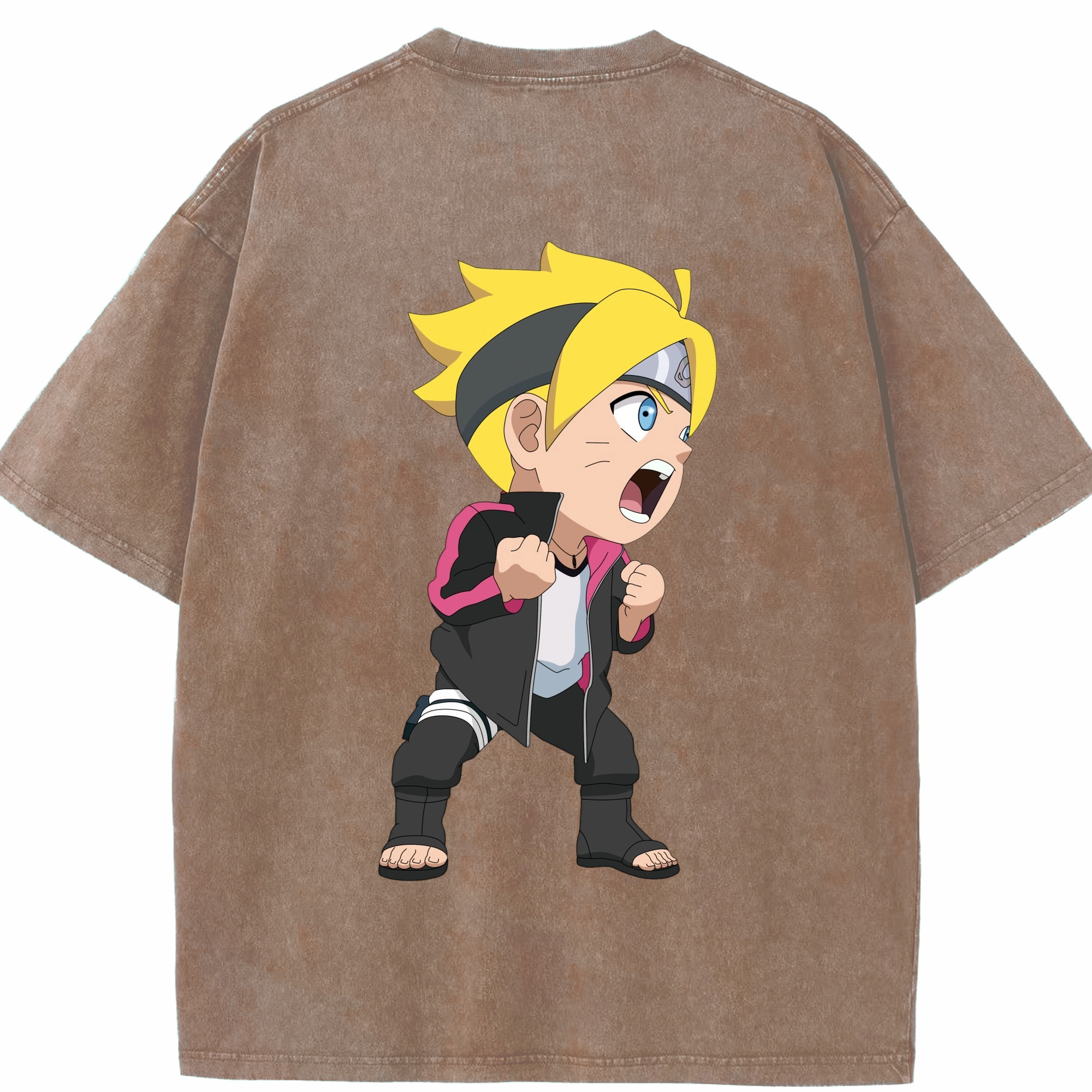 （画像用） NARUTO -ナルト- うずまき ボルト Uzumaki Boruto 綿100% ヴィンテージ風 半袖Tシャツ（背面プリント）