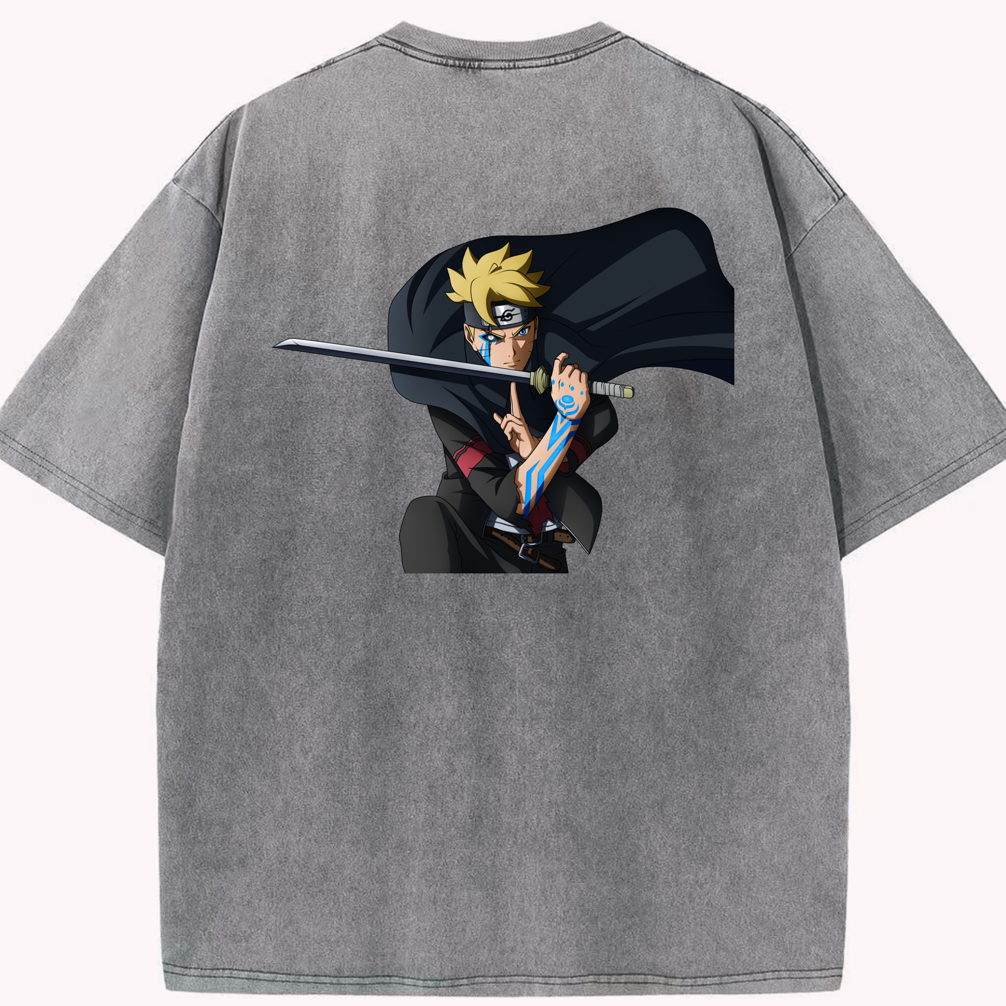 （画像用） NARUTO -ナルト- うずまき ボルト Uzumaki Boruto 綿100% ヴィンテージ風 半袖Tシャツ（背面プリント）