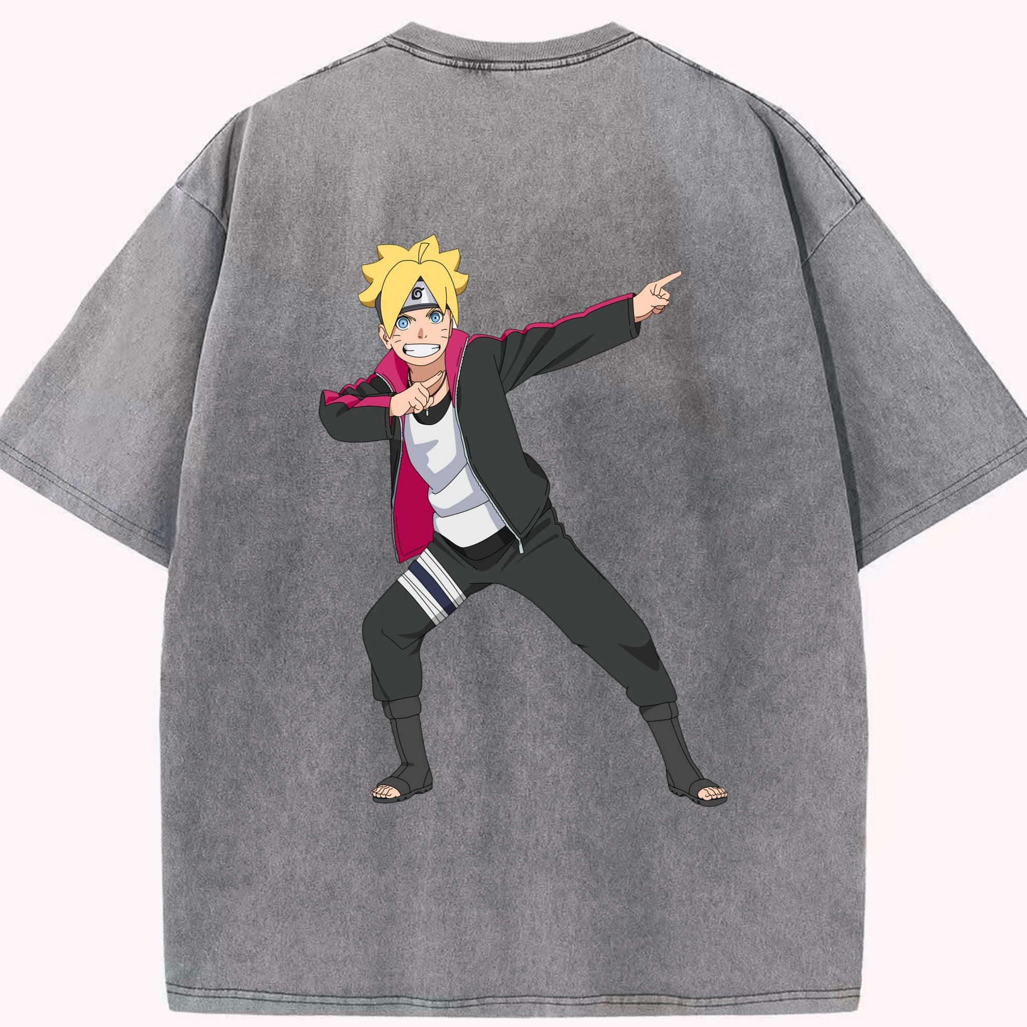 （画像用） NARUTO -ナルト- うずまき ボルト Uzumaki Boruto 綿100% ヴィンテージ風 半袖Tシャツ（背面プリント）