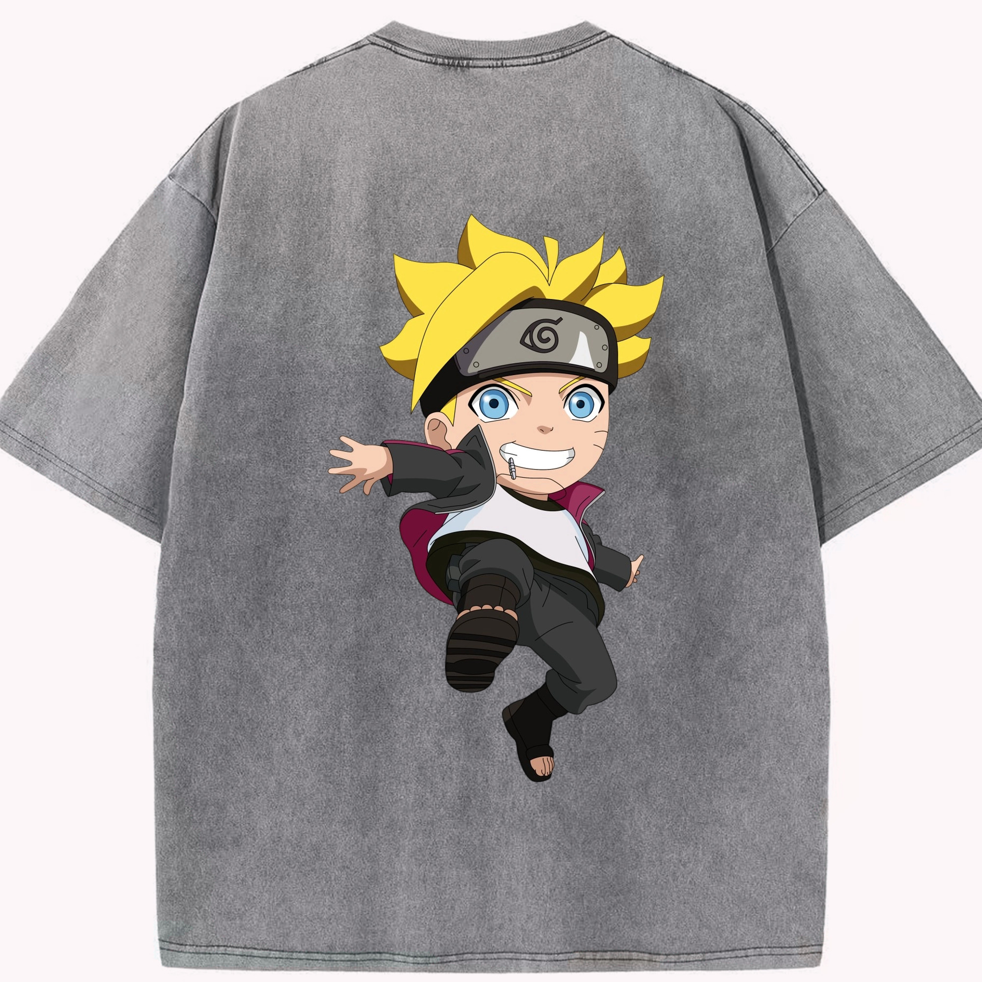 （画像用） NARUTO -ナルト- うずまき ボルト Uzumaki Boruto 綿100% ヴィンテージ風 半袖Tシャツ（背面プリント）