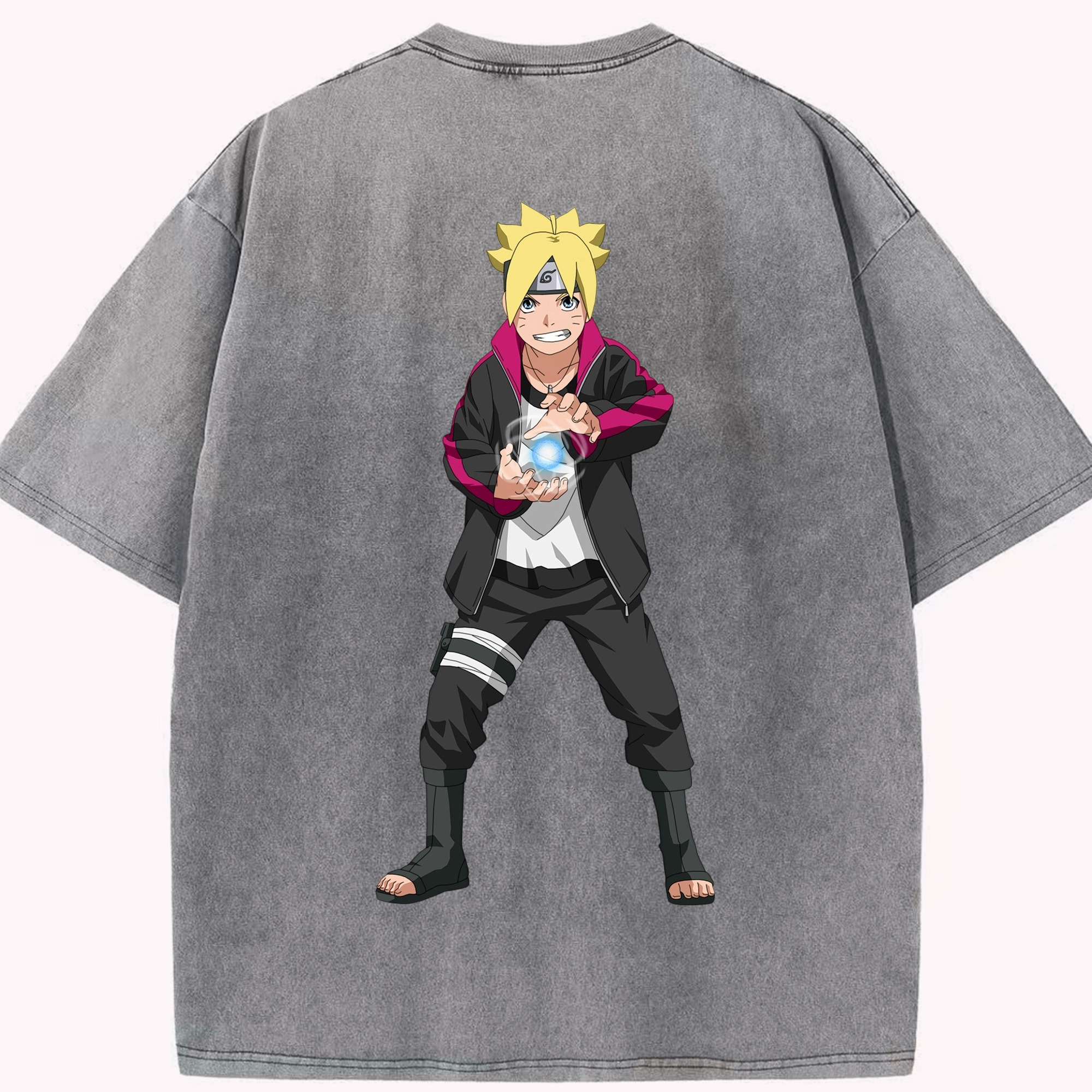 （画像用） NARUTO -ナルト- うずまき ボルト Uzumaki Boruto 綿100% ヴィンテージ風 半袖Tシャツ（背面プリント）