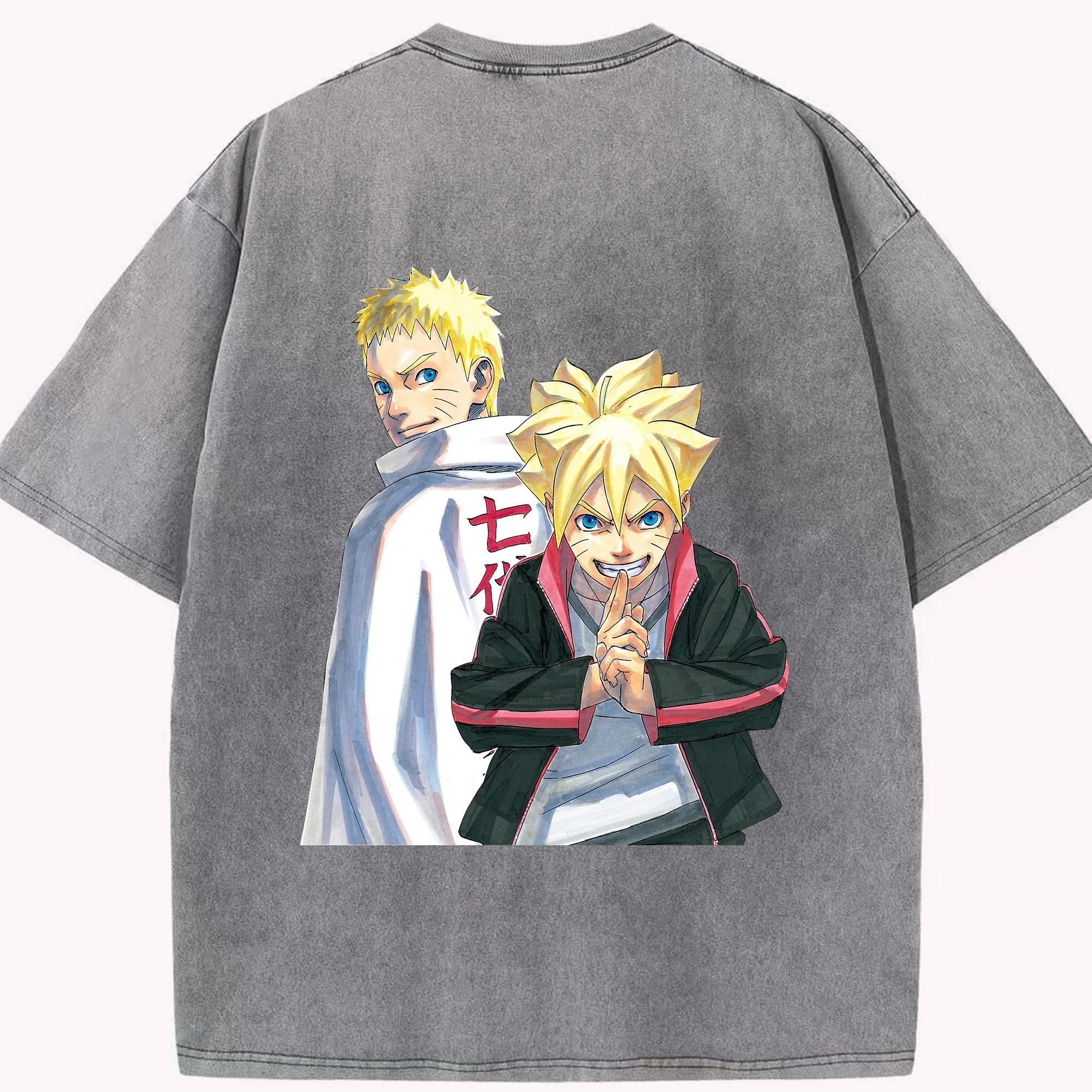 （画像用） NARUTO -ナルト- うずまき ボルト Uzumaki Boruto 綿100% ヴィンテージ風 半袖Tシャツ（背面プリント）