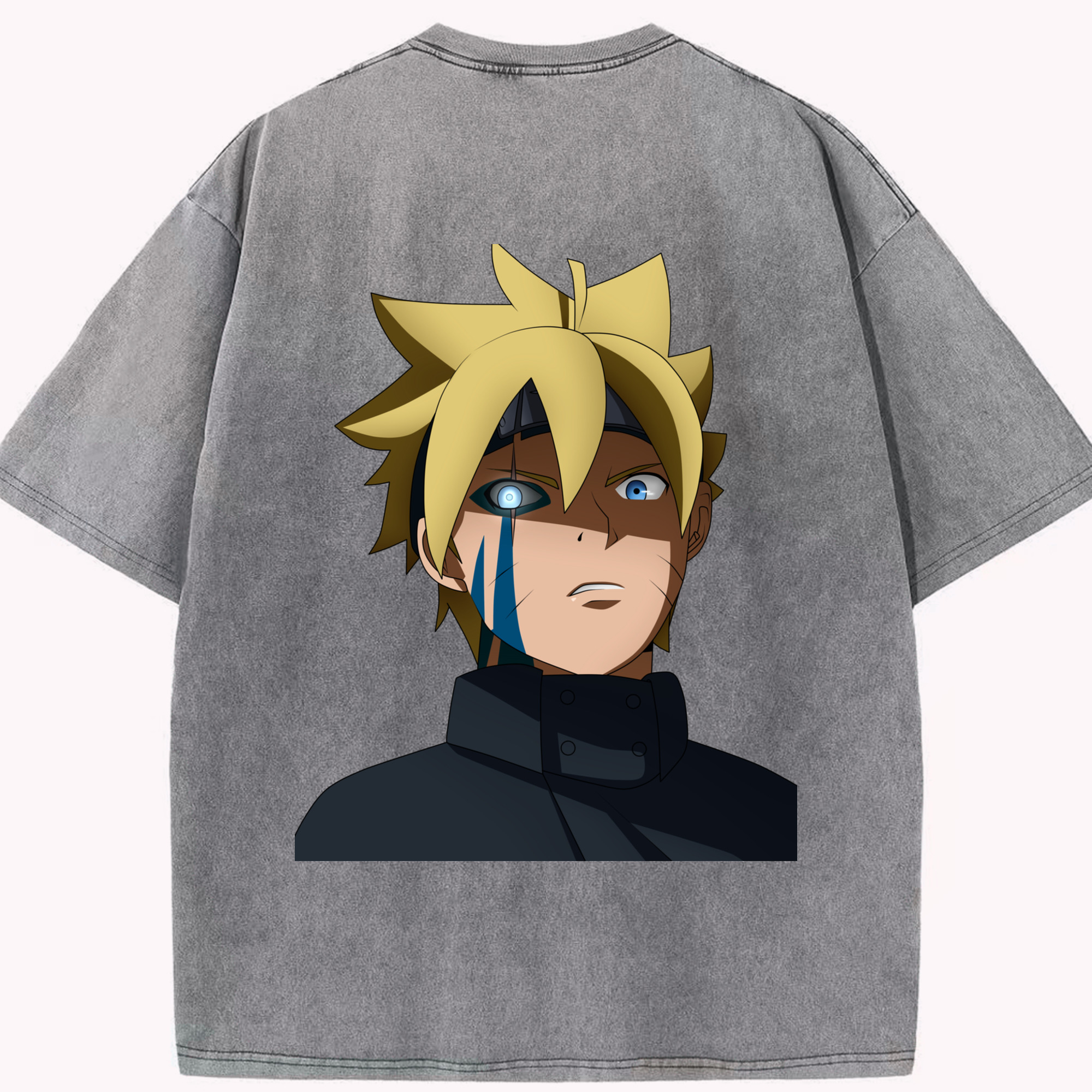 （画像用） NARUTO -ナルト- うずまき ボルト Uzumaki Boruto 綿100% ヴィンテージ風 半袖Tシャツ（背面プリント）