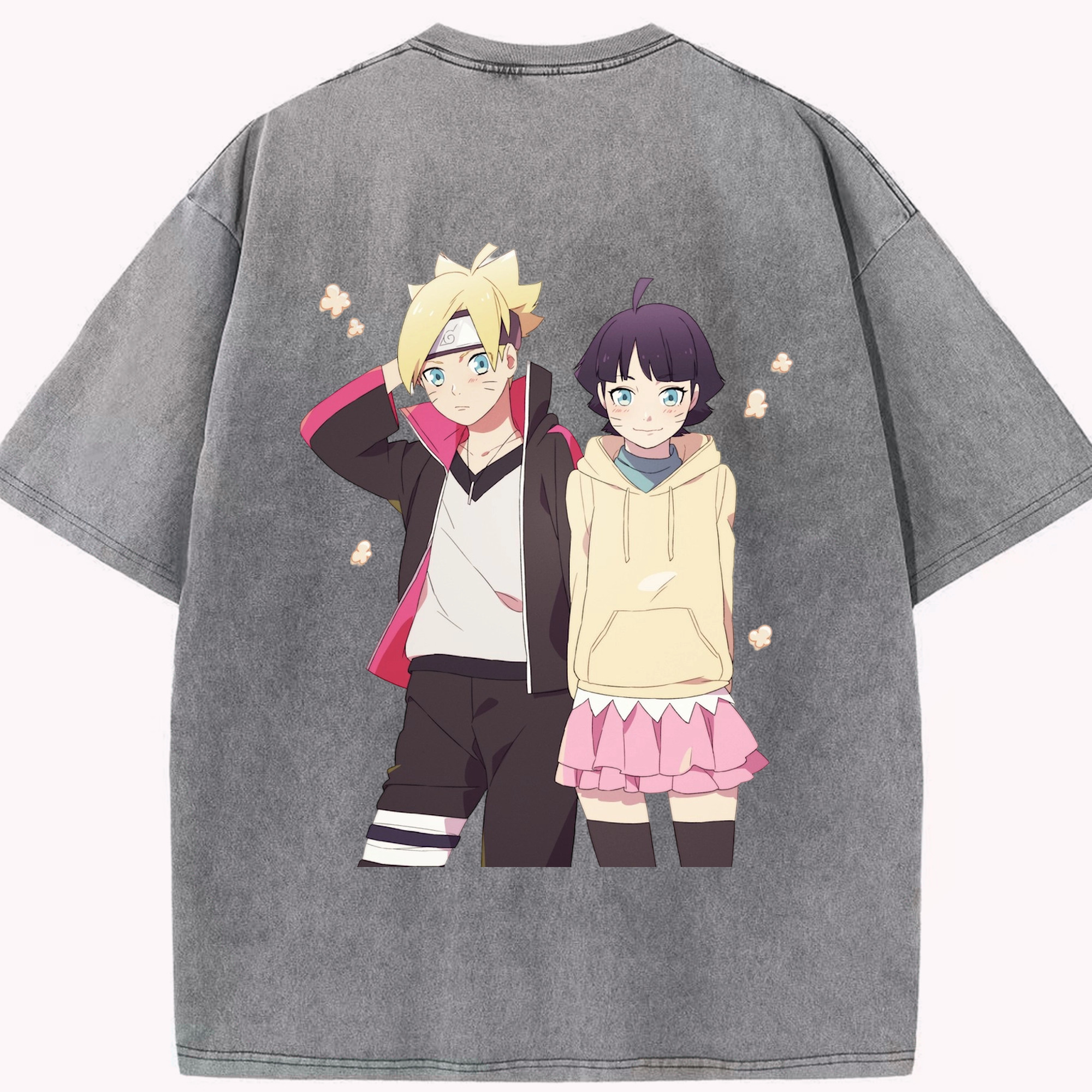 （画像用） NARUTO -ナルト- うずまき ボルト Uzumaki Boruto 綿100% ヴィンテージ風 半袖Tシャツ（背面プリント）