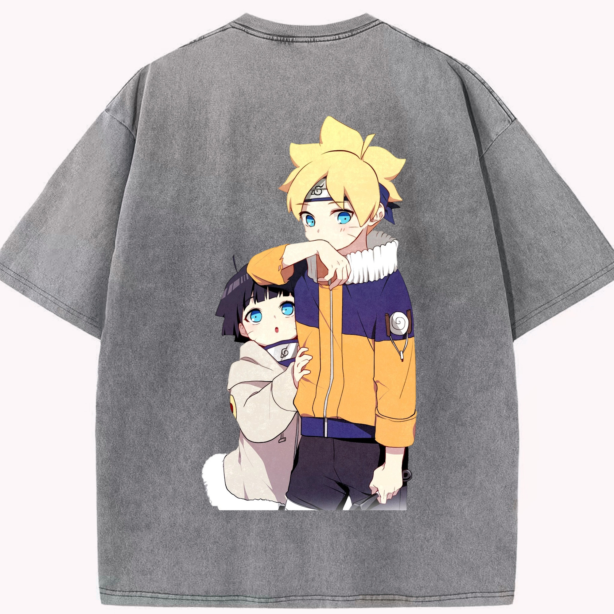 （画像用） NARUTO -ナルト- うずまき ボルト Uzumaki Boruto 綿100% ヴィンテージ風 半袖Tシャツ（背面プリント）