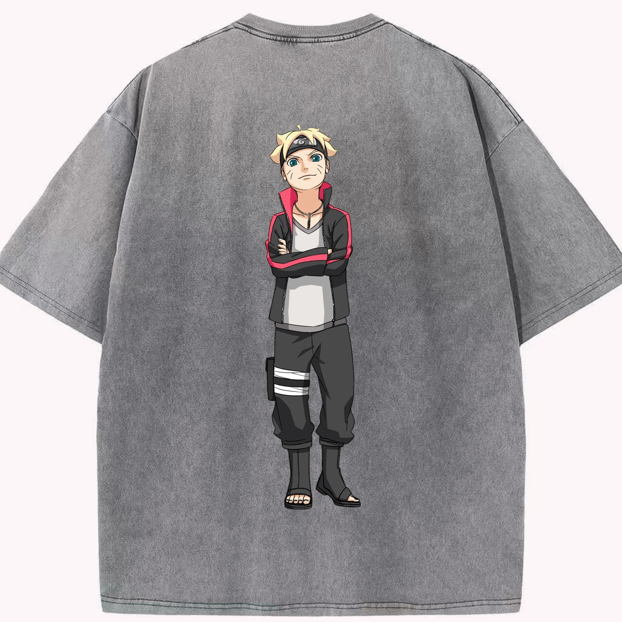 （画像用） NARUTO -ナルト- うずまき ボルト Uzumaki Boruto 綿100% ヴィンテージ風 半袖Tシャツ（背面プリント）