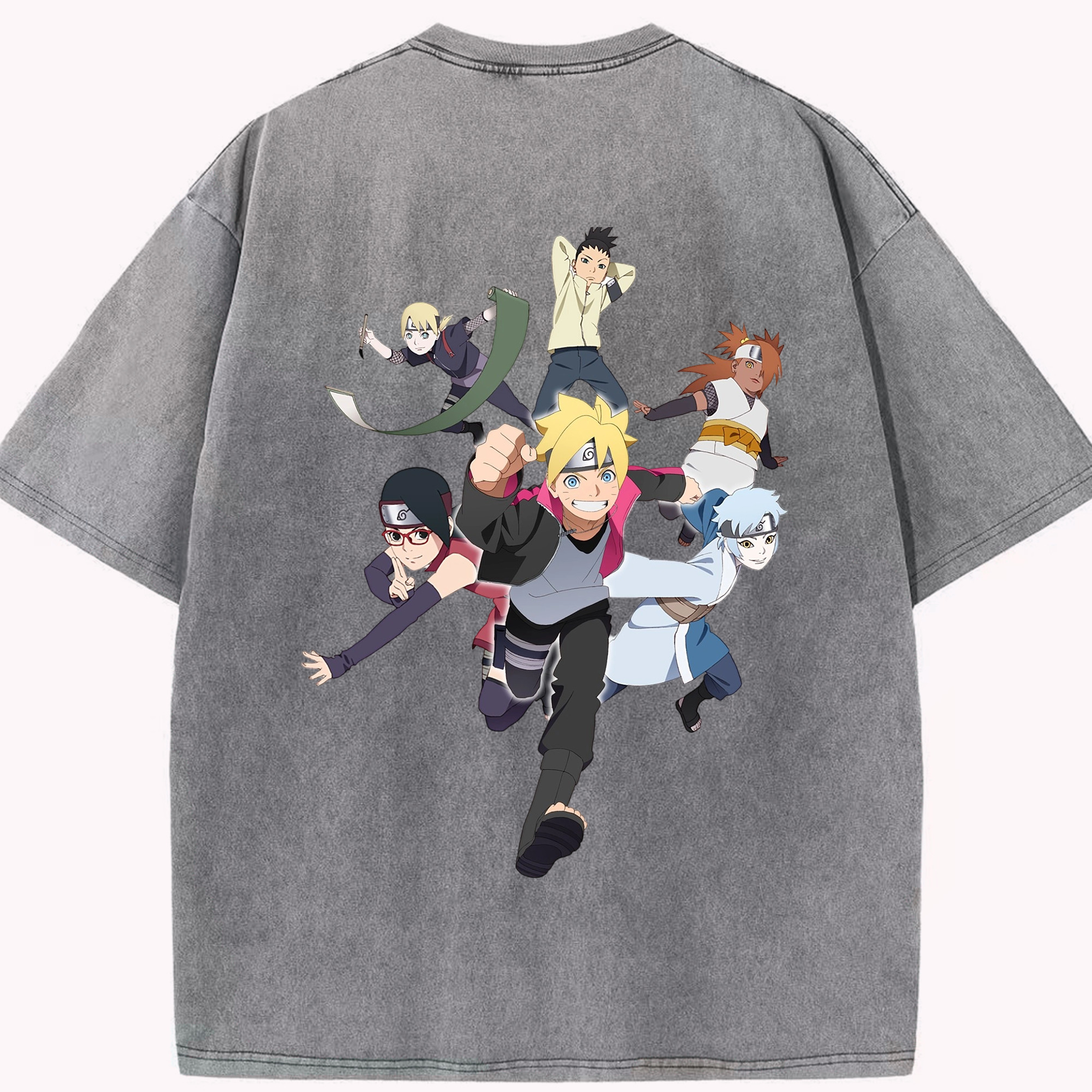 （画像用） NARUTO -ナルト- うずまき ボルト Uzumaki Boruto 綿100% ヴィンテージ風 半袖Tシャツ（背面プリント）