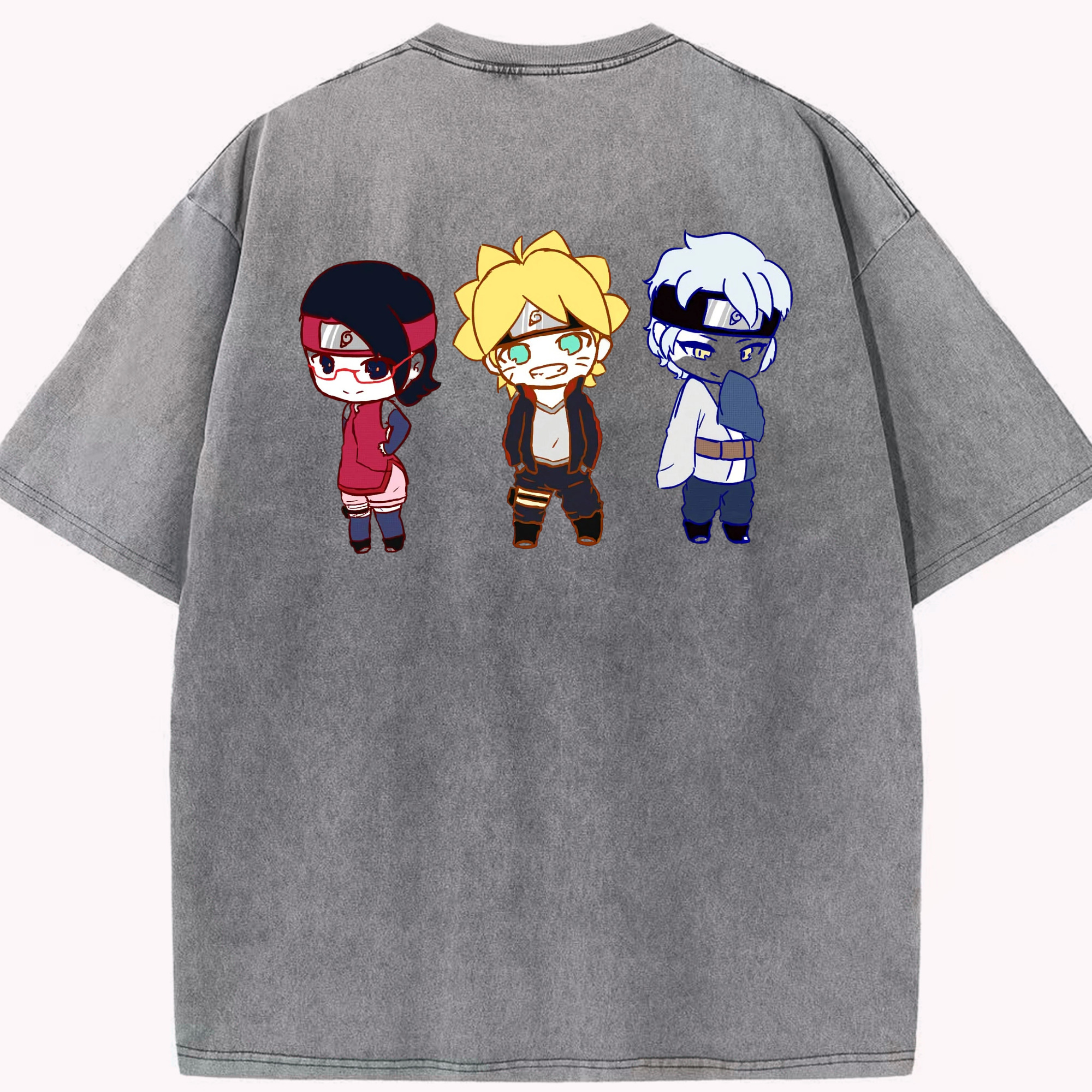（画像用） NARUTO -ナルト- うずまき ボルト Uzumaki Boruto 綿100% ヴィンテージ風 半袖Tシャツ（背面プリント）