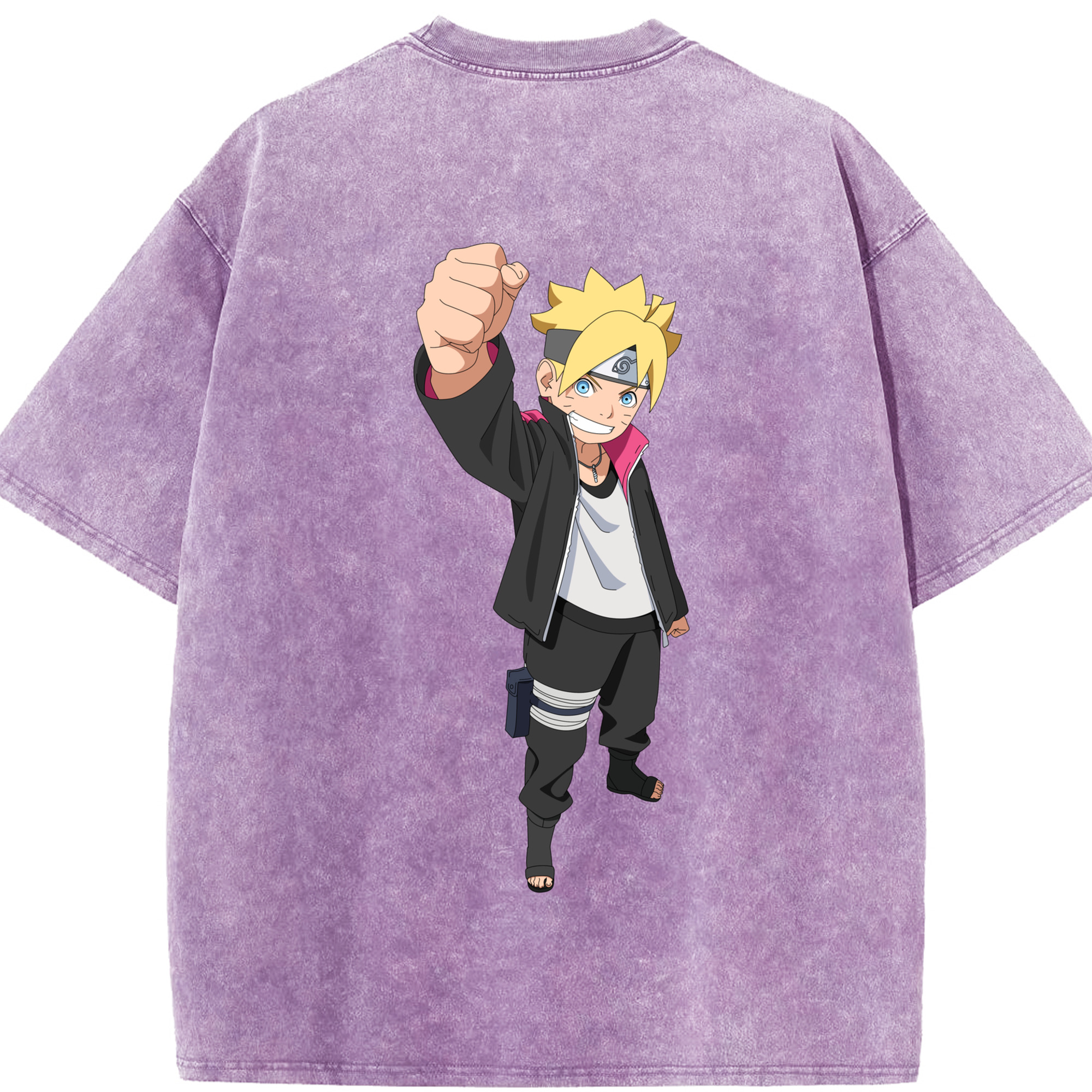 （画像用） NARUTO -ナルト- うずまき ボルト Uzumaki Boruto 綿100% ヴィンテージ風 半袖Tシャツ（背面プリント）