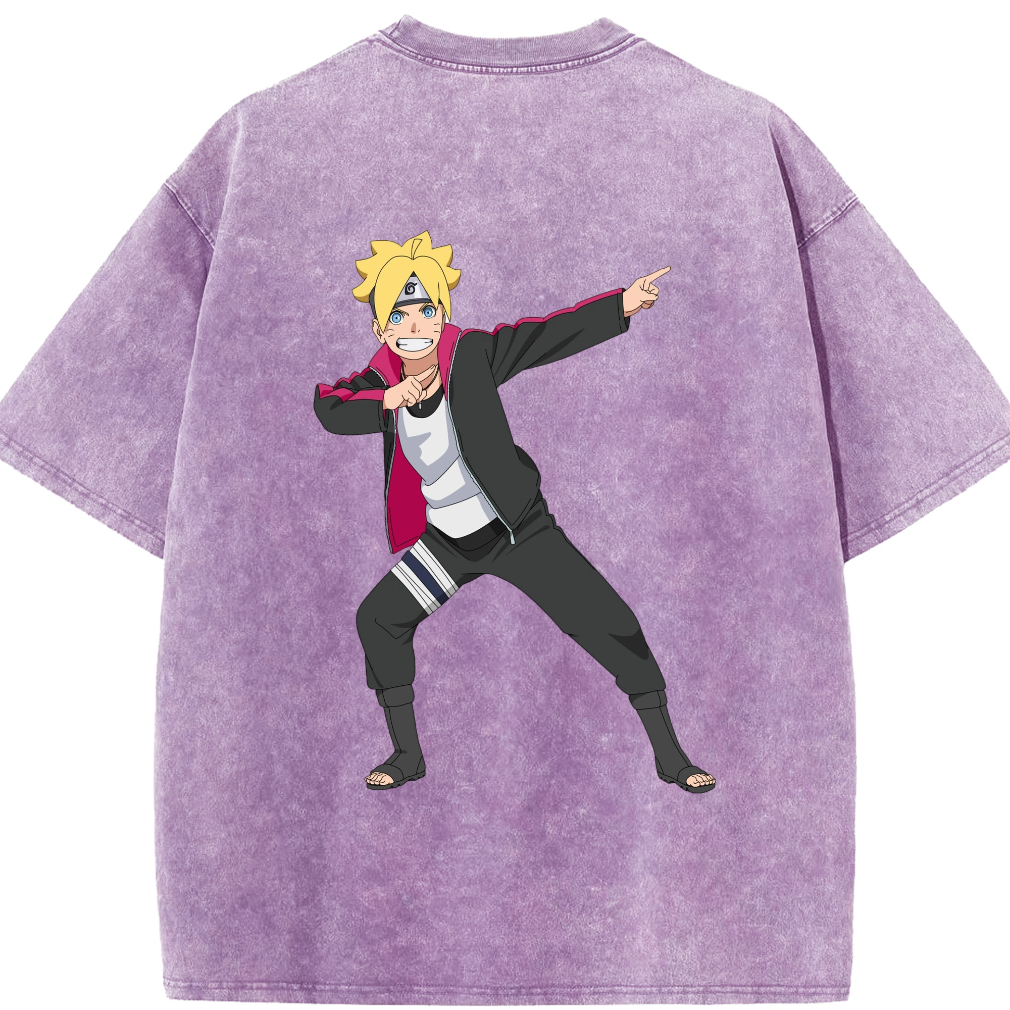 （画像用） NARUTO -ナルト- うずまき ボルト Uzumaki Boruto 綿100% ヴィンテージ風 半袖Tシャツ（背面プリント）