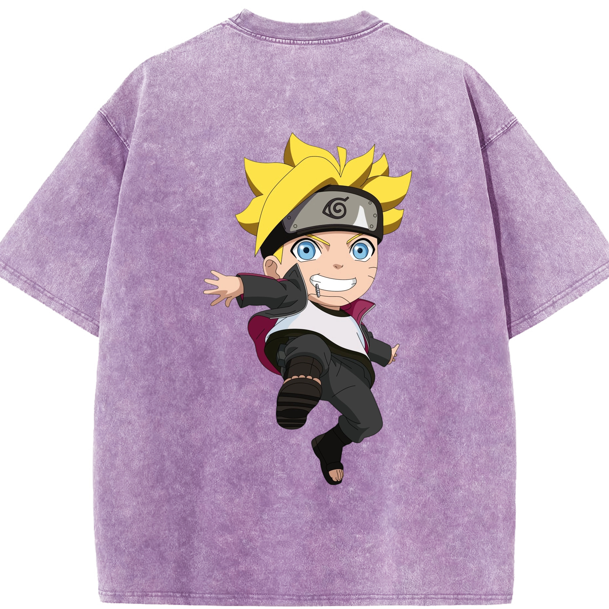 （画像用） NARUTO -ナルト- うずまき ボルト Uzumaki Boruto 綿100% ヴィンテージ風 半袖Tシャツ（背面プリント）