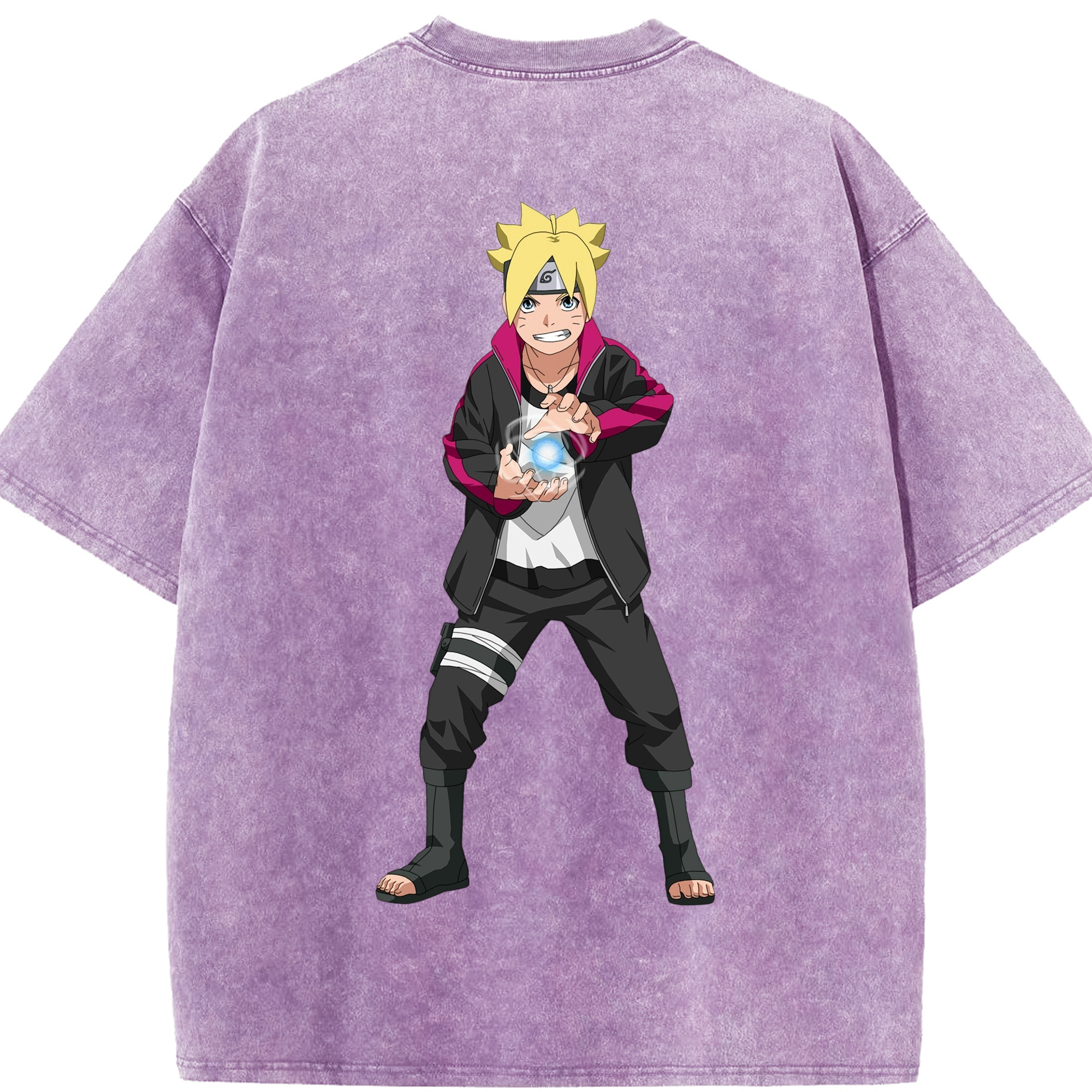（画像用） NARUTO -ナルト- うずまき ボルト Uzumaki Boruto 綿100% ヴィンテージ風 半袖Tシャツ（背面プリント）