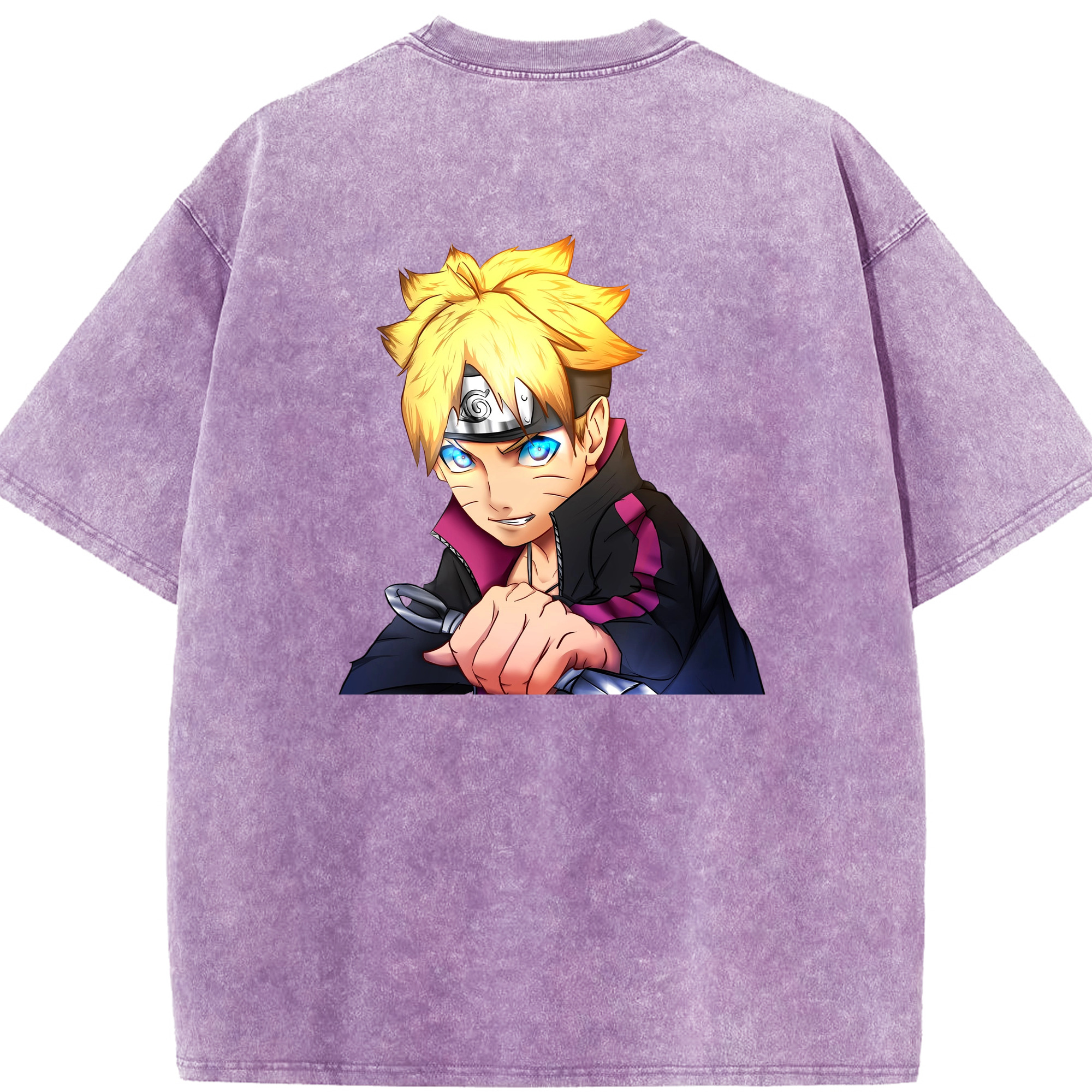 （画像用） NARUTO -ナルト- うずまき ボルト Uzumaki Boruto 綿100% ヴィンテージ風 半袖Tシャツ（背面プリント）