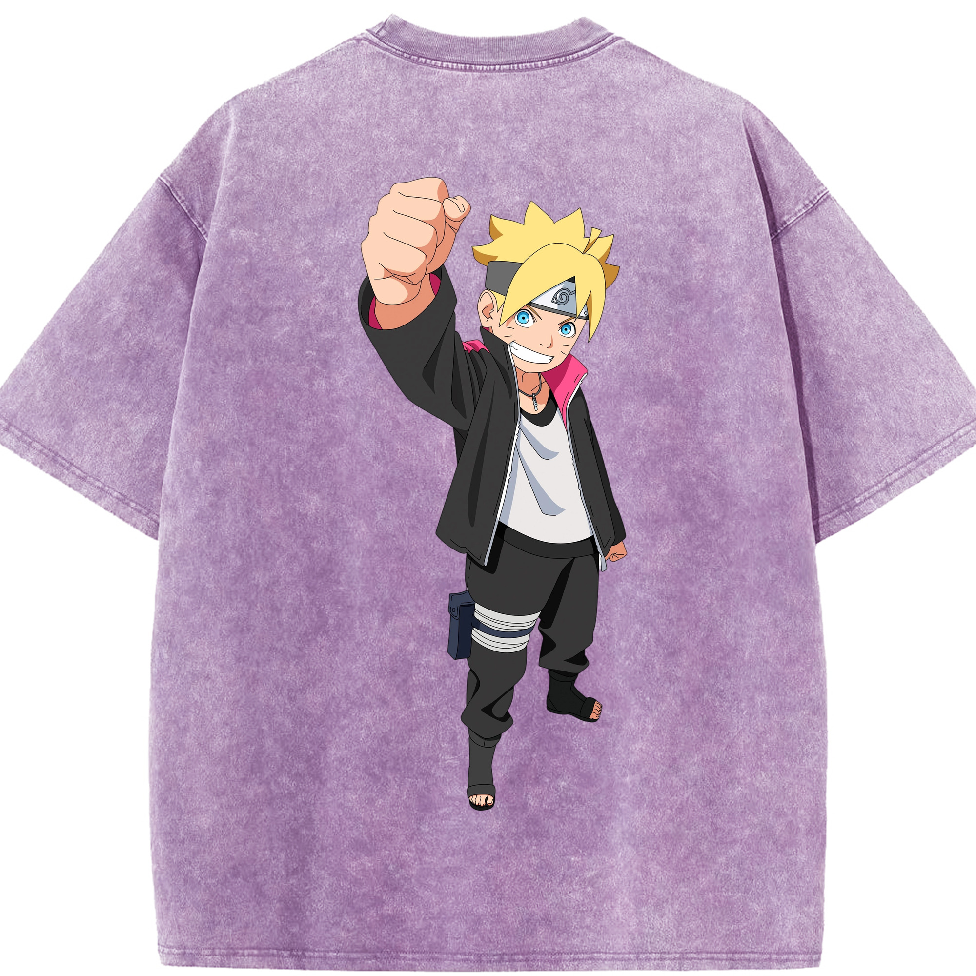 （画像用） NARUTO -ナルト- うずまき ボルト Uzumaki Boruto 綿100% ヴィンテージ風 半袖Tシャツ（背面プリント）