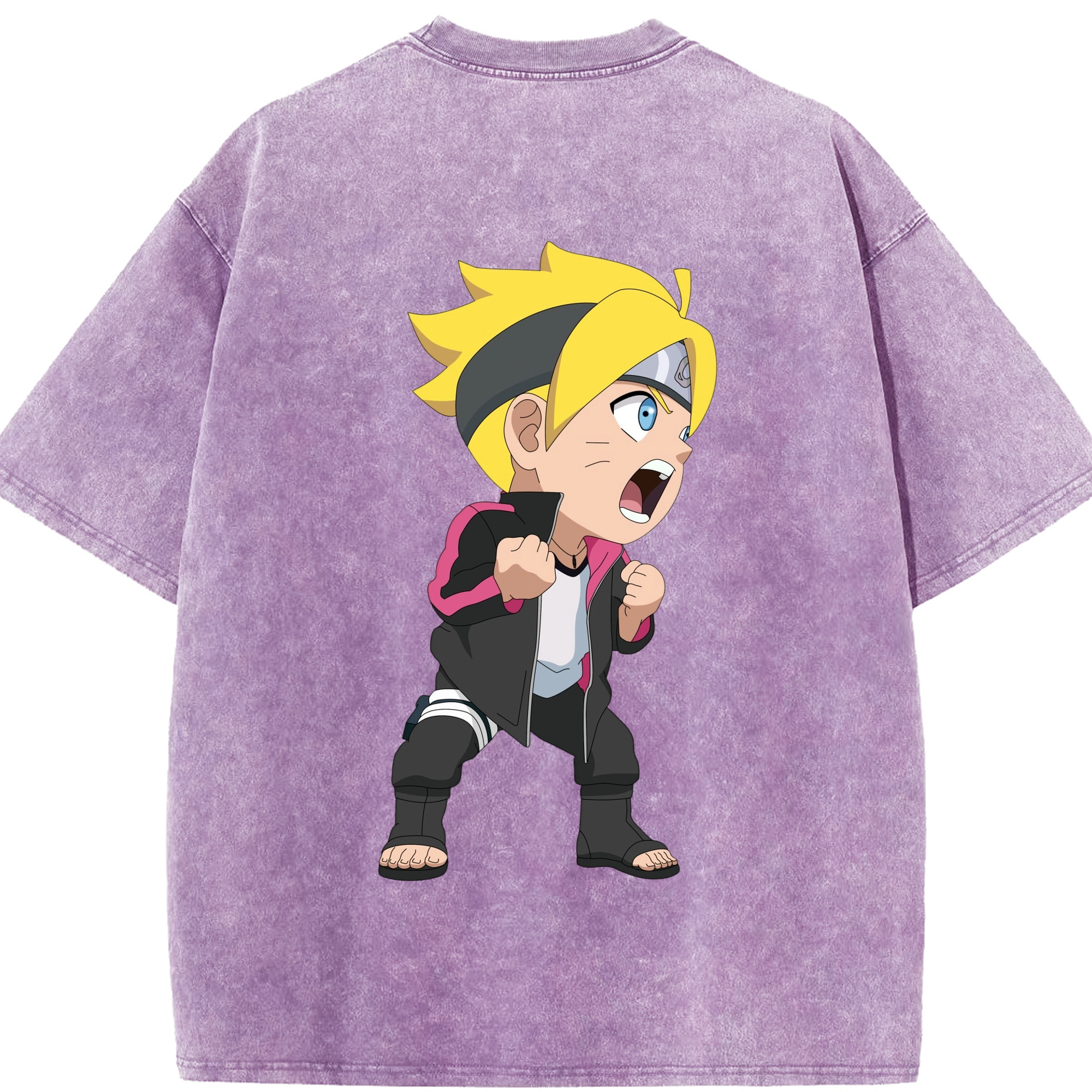 （画像用） NARUTO -ナルト- うずまき ボルト Uzumaki Boruto 綿100% ヴィンテージ風 半袖Tシャツ（背面プリント）