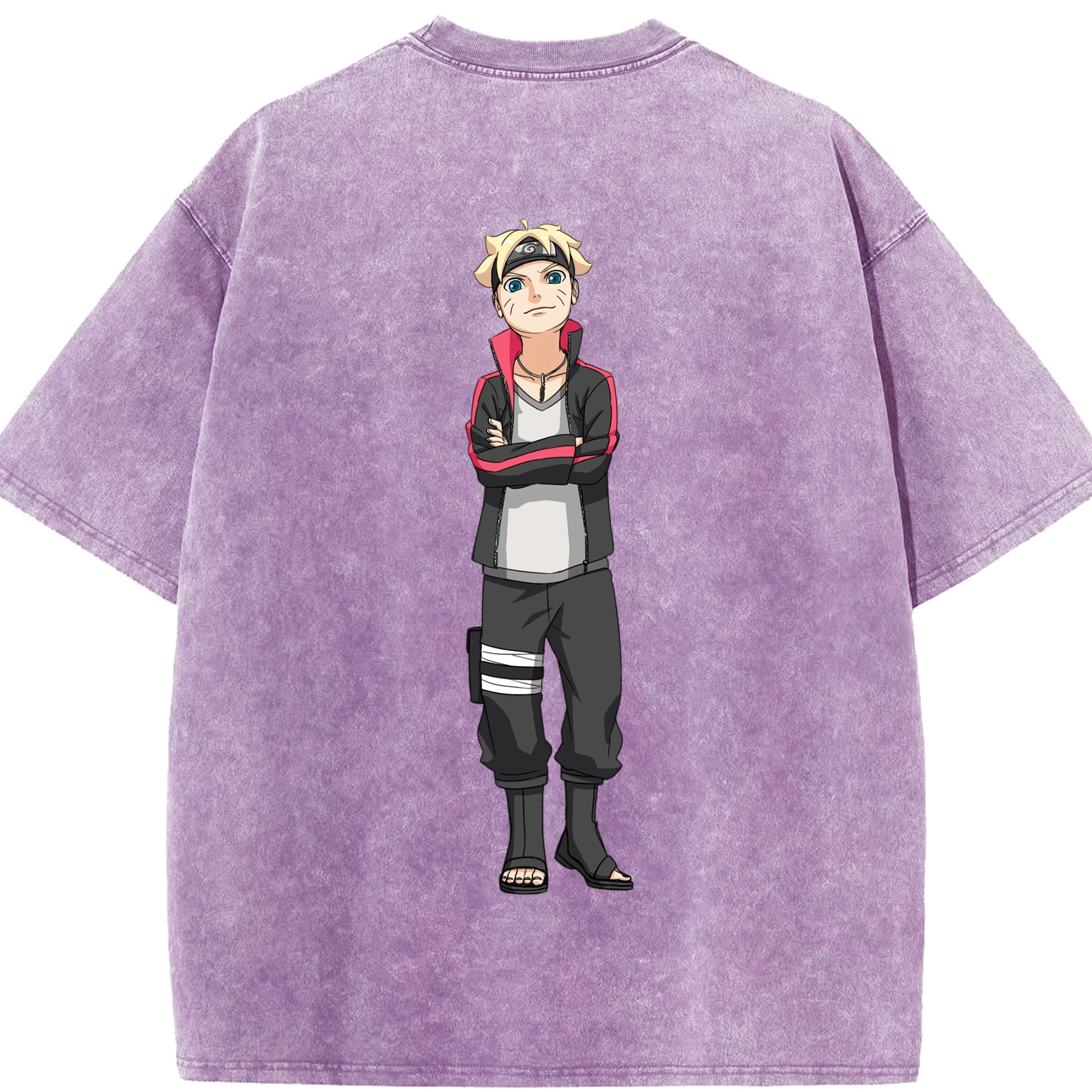 （画像用） NARUTO -ナルト- うずまき ボルト Uzumaki Boruto 綿100% ヴィンテージ風 半袖Tシャツ（背面プリント）