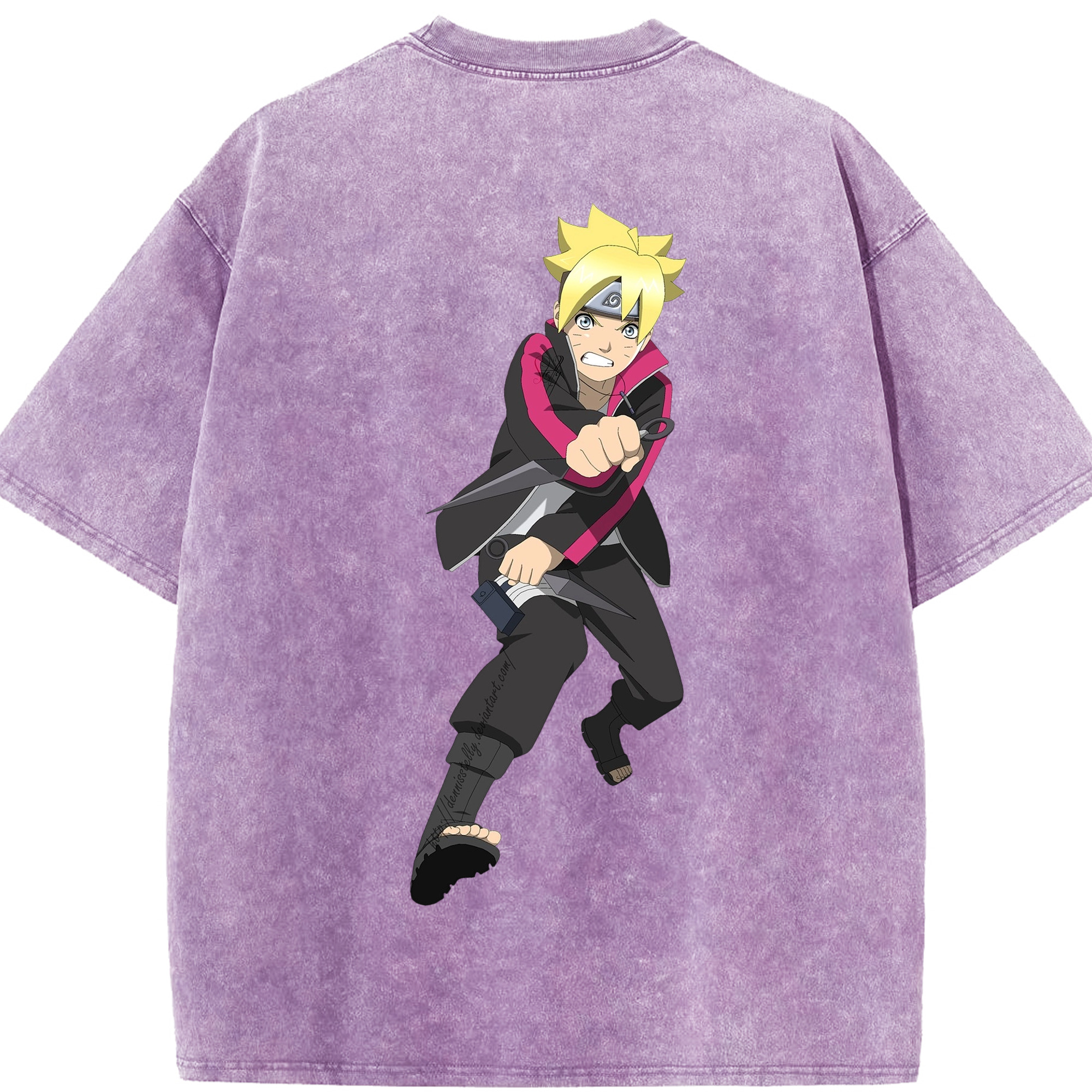（画像用） NARUTO -ナルト- うずまき ボルト Uzumaki Boruto 綿100% ヴィンテージ風 半袖Tシャツ（背面プリント）