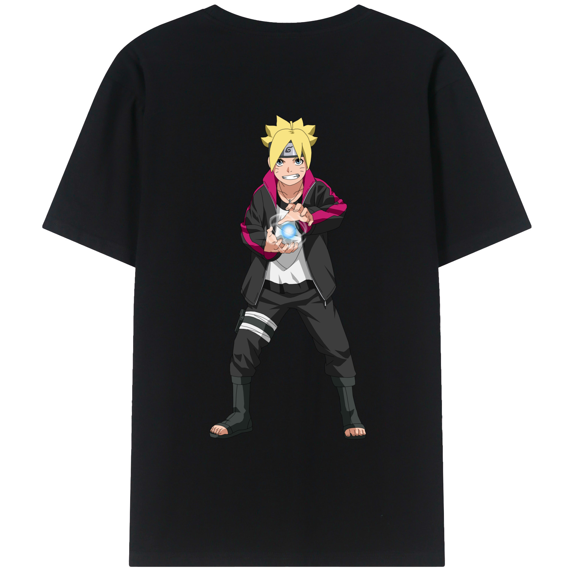 （画像用） NARUTO -ナルト- うずまき ボルト Uzumaki Boruto 綿100％ メンズ半袖Tシャツ（バックプリント） 通気性