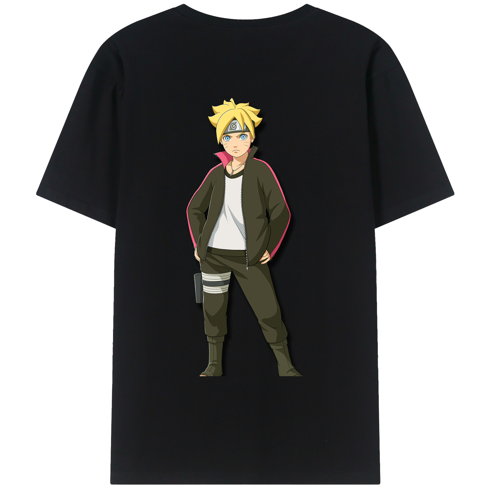 （画像用） NARUTO -ナルト- うずまき ボルト Uzumaki Boruto 綿100％ メンズ半袖Tシャツ（バックプリント） 通気性