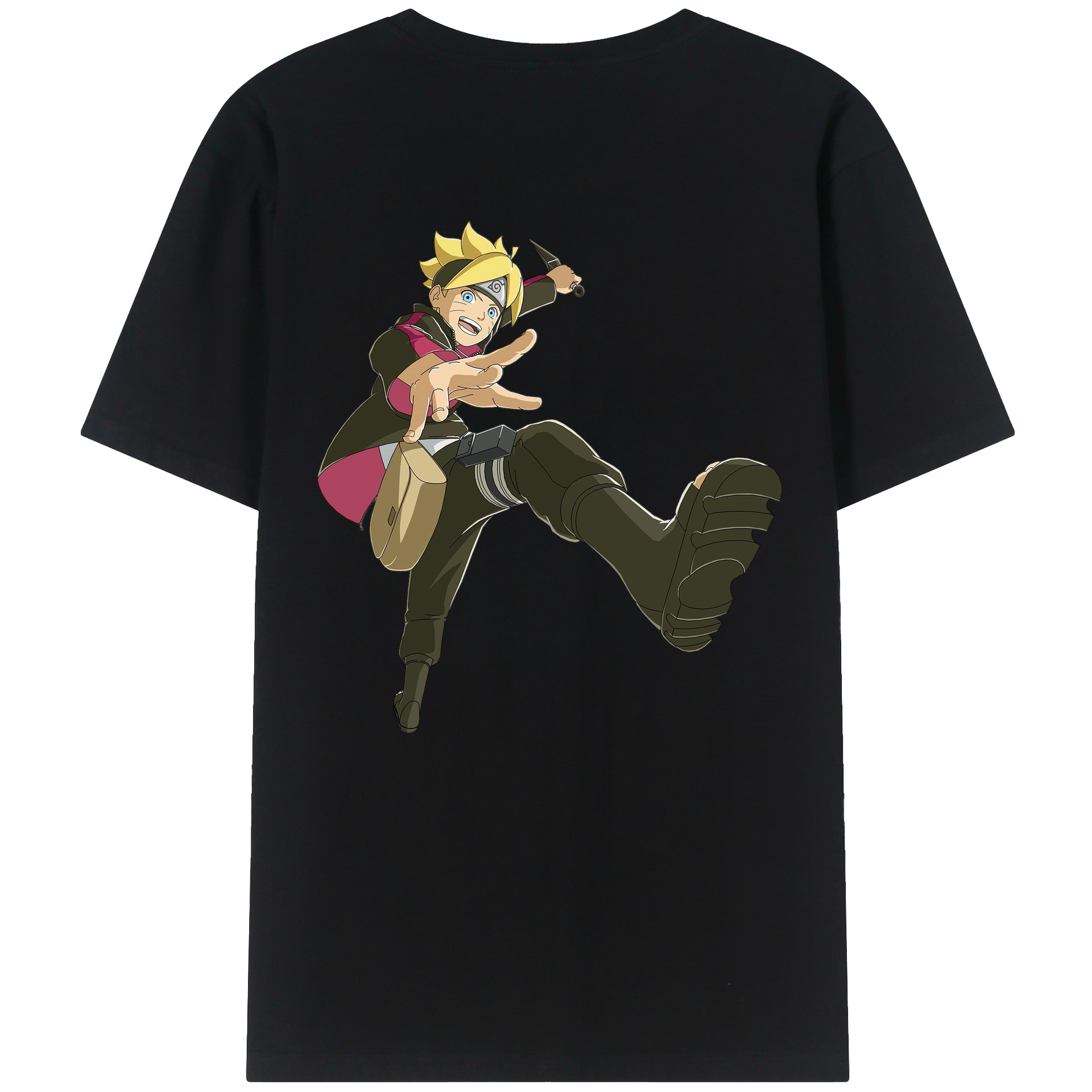 （画像用） NARUTO -ナルト- うずまき ボルト Uzumaki Boruto 綿100％ メンズ半袖Tシャツ（バックプリント） 通気性