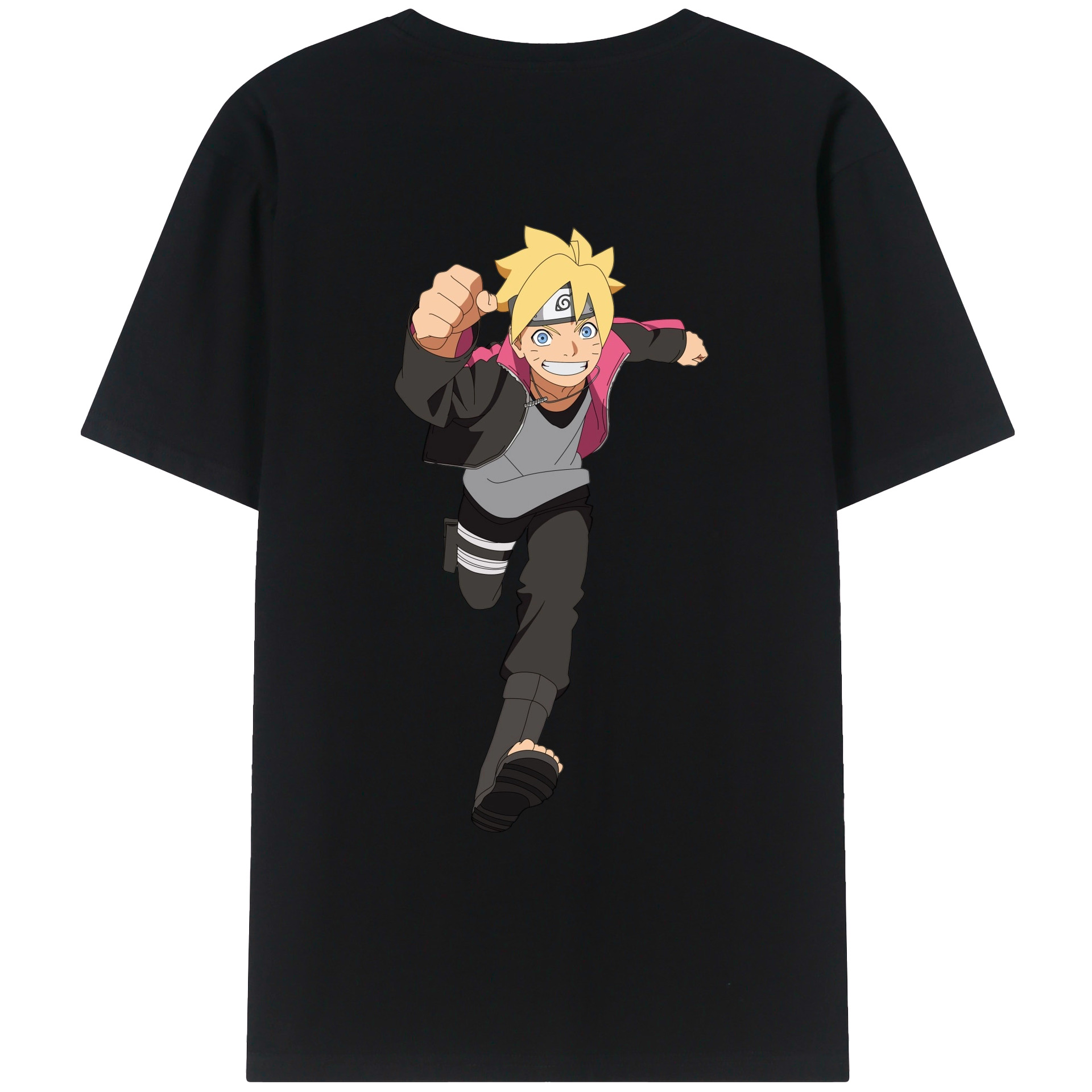 （画像用） NARUTO -ナルト- うずまき ボルト Uzumaki Boruto 綿100％ メンズ半袖Tシャツ（バックプリント） 通気性