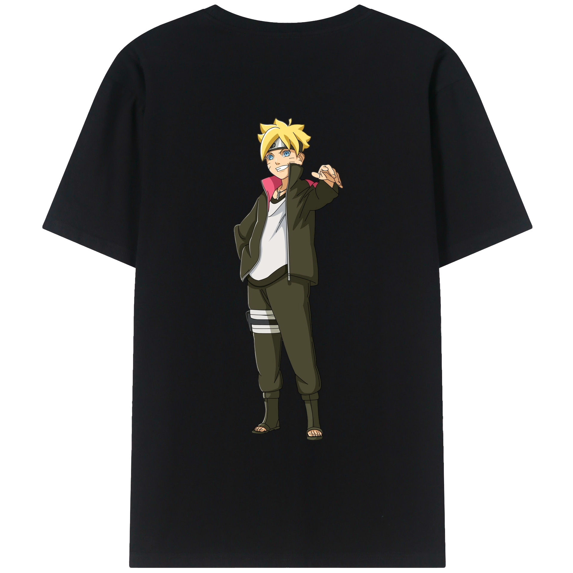 （画像用） NARUTO -ナルト- うずまき ボルト Uzumaki Boruto 綿100％ メンズ半袖Tシャツ（バックプリント） 通気性